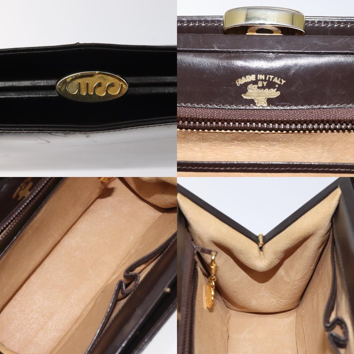 Gucci GUCCI Hand Bag Leather Brown Gold Size ONE SIZE - 11 Thumbnail