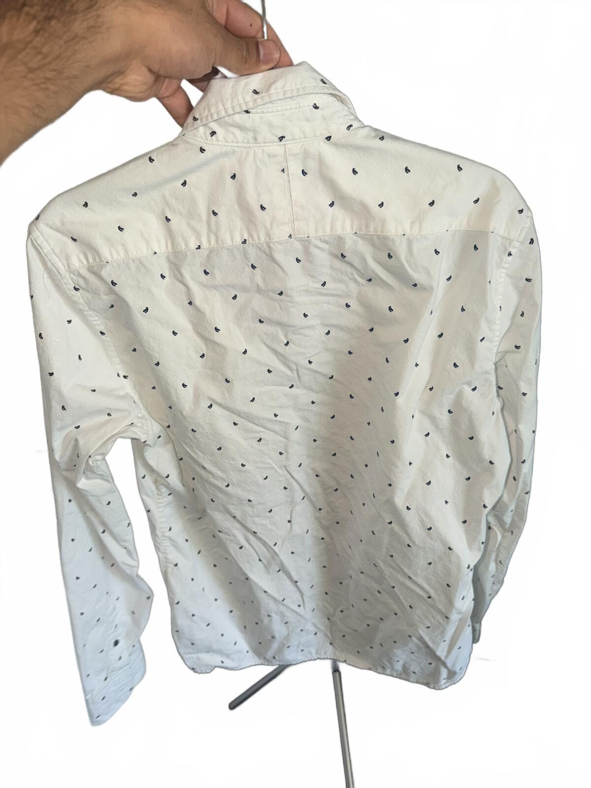 Scotch & Soda Scotch & Soda White Button-Down Shirt with Small Navy Print Size US M / EU 48-50 / 2 - 3 Thumbnail