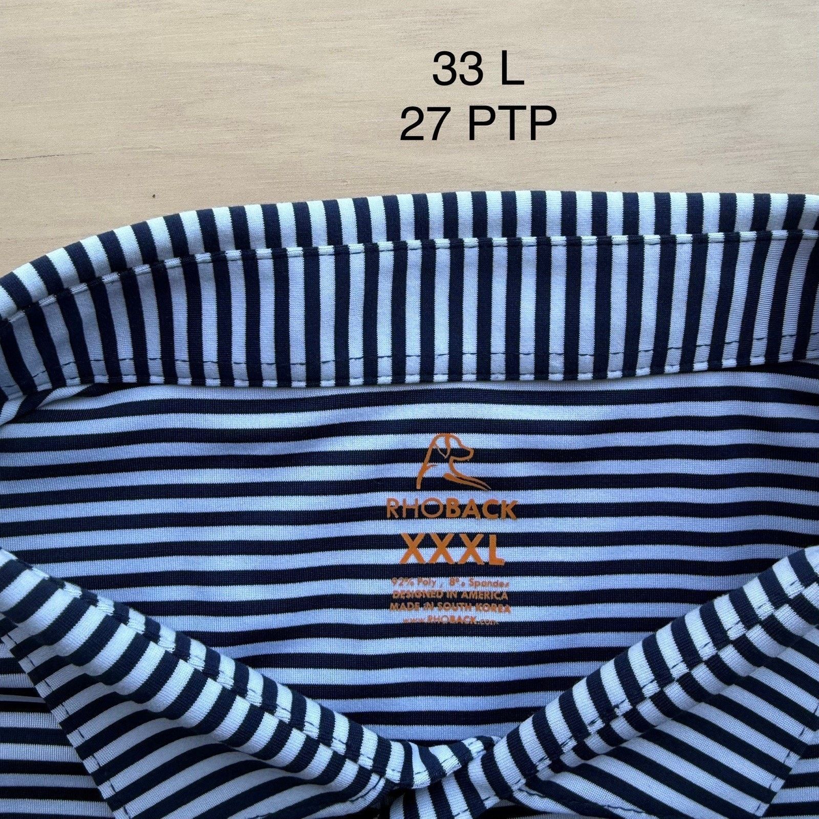 Other Rhoback Polo Shirt 3XL Navy White Striped Golf Tennis Size US XXL / EU 58 / 5 - 6 Thumbnail
