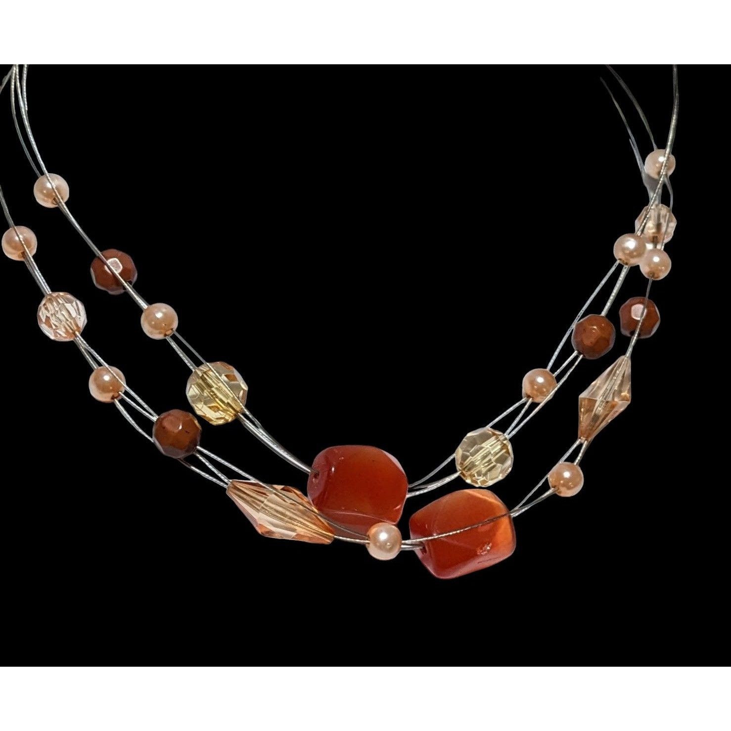 Other Orange Multilayer Glass Beaded Necklace Size ONE SIZE - 3 Thumbnail