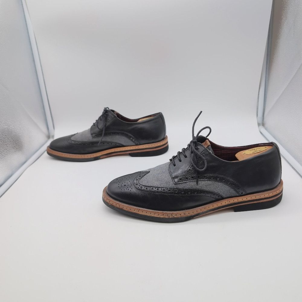 Ben Sherman Ben Sherman Black/Gray sz 11.5 Oxfords Leather Wingtip Desi Size US 11.5 / EU 44-45 - 3 Thumbnail