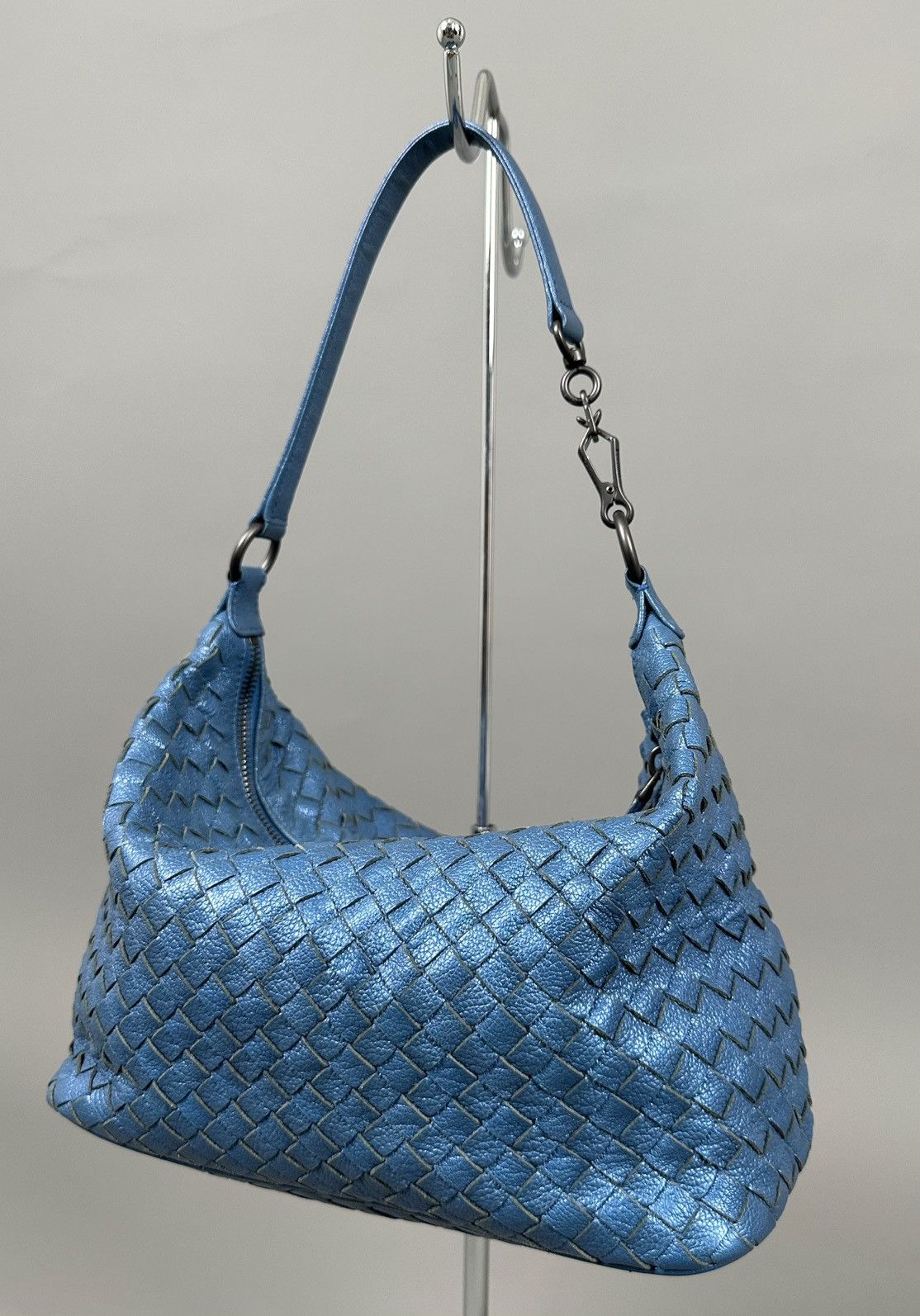 Bottega Veneta Bottega Veneta - Zip Hobo Intrecciato Nappa - Metallic Blue Size ONE SIZE - 2 Thumbnail