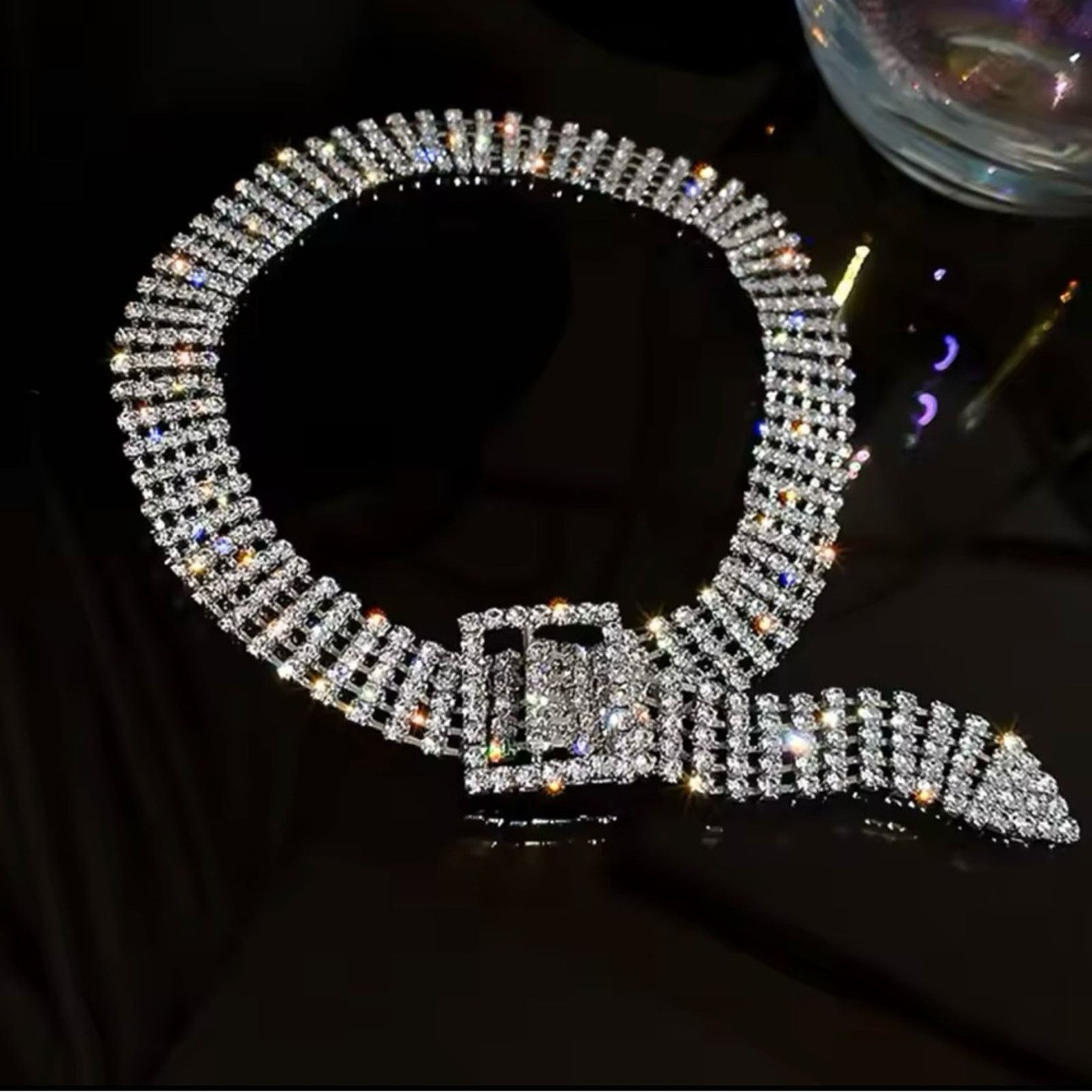 Other Full Rhinestone Choker Necklaces for Women Shiny Silver Size ONE SIZE - 3 Thumbnail