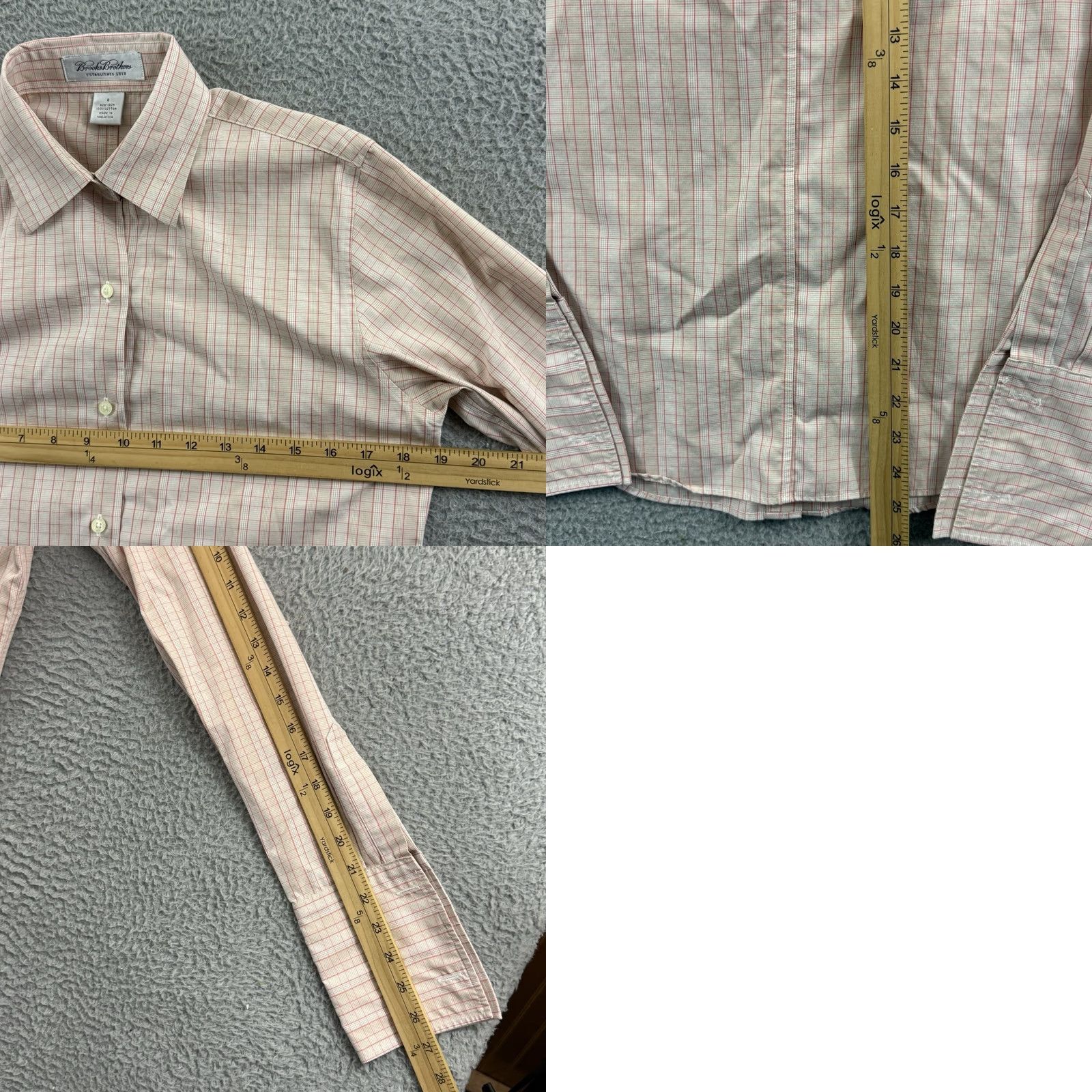 Brooks Brothers Brooks Brothers Shirt Womens Small Beige Long Sleeve Button Down Check Preppy Size S / US 4 / IT 40 - 8 Thumbnail