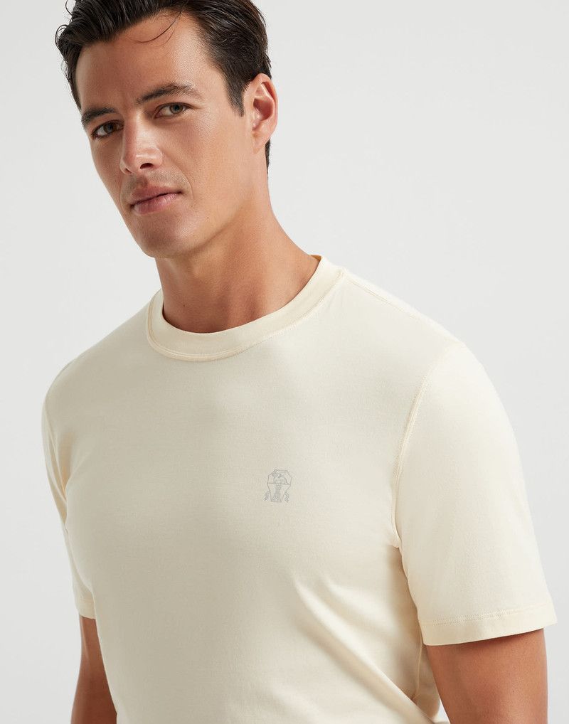 Brunello Cucinelli o1la1rc1a0326 Cotton Jersey Crew Neck T-Shirt in Ivory Size US M / EU 48-50 / 2 - 3 Thumbnail