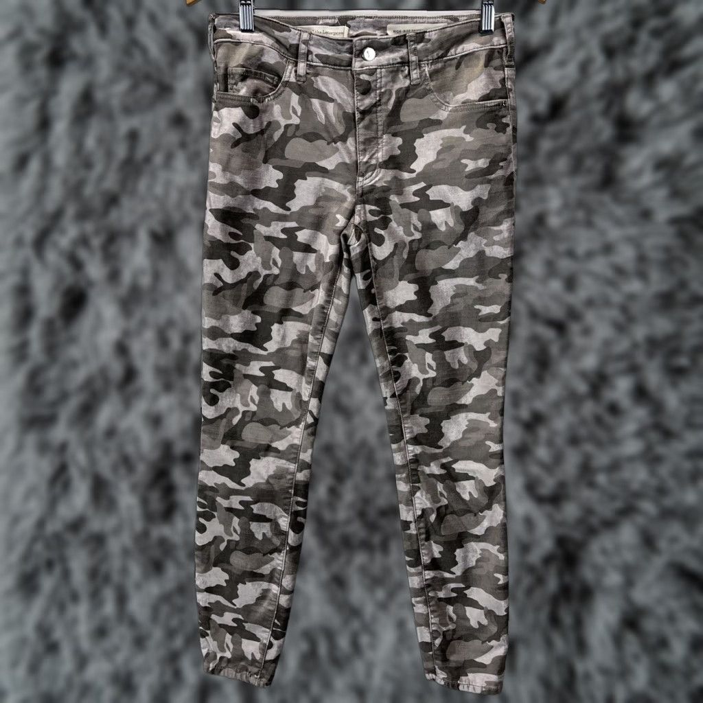 Vintage Pilcro and the Letterpress Velvet Gray Camo Jeans Pants midrise Skinny 28 Size 28" / US 6 / IT 42 - 1 Thumbnail
