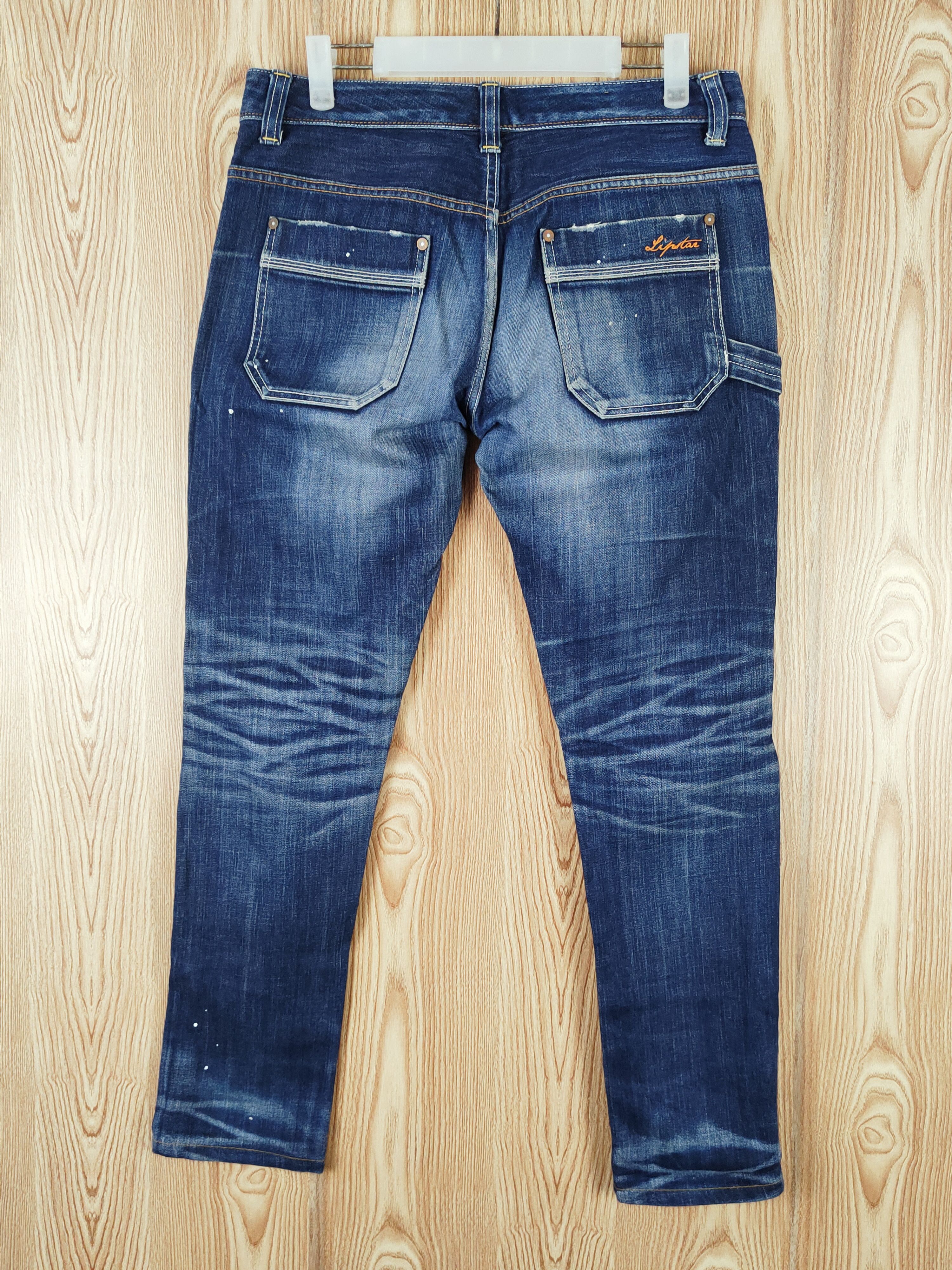 Japanese Brand Lip Star Dark Blue Distressed Ripped Jeans #W222 Size 31" - 8 Thumbnail
