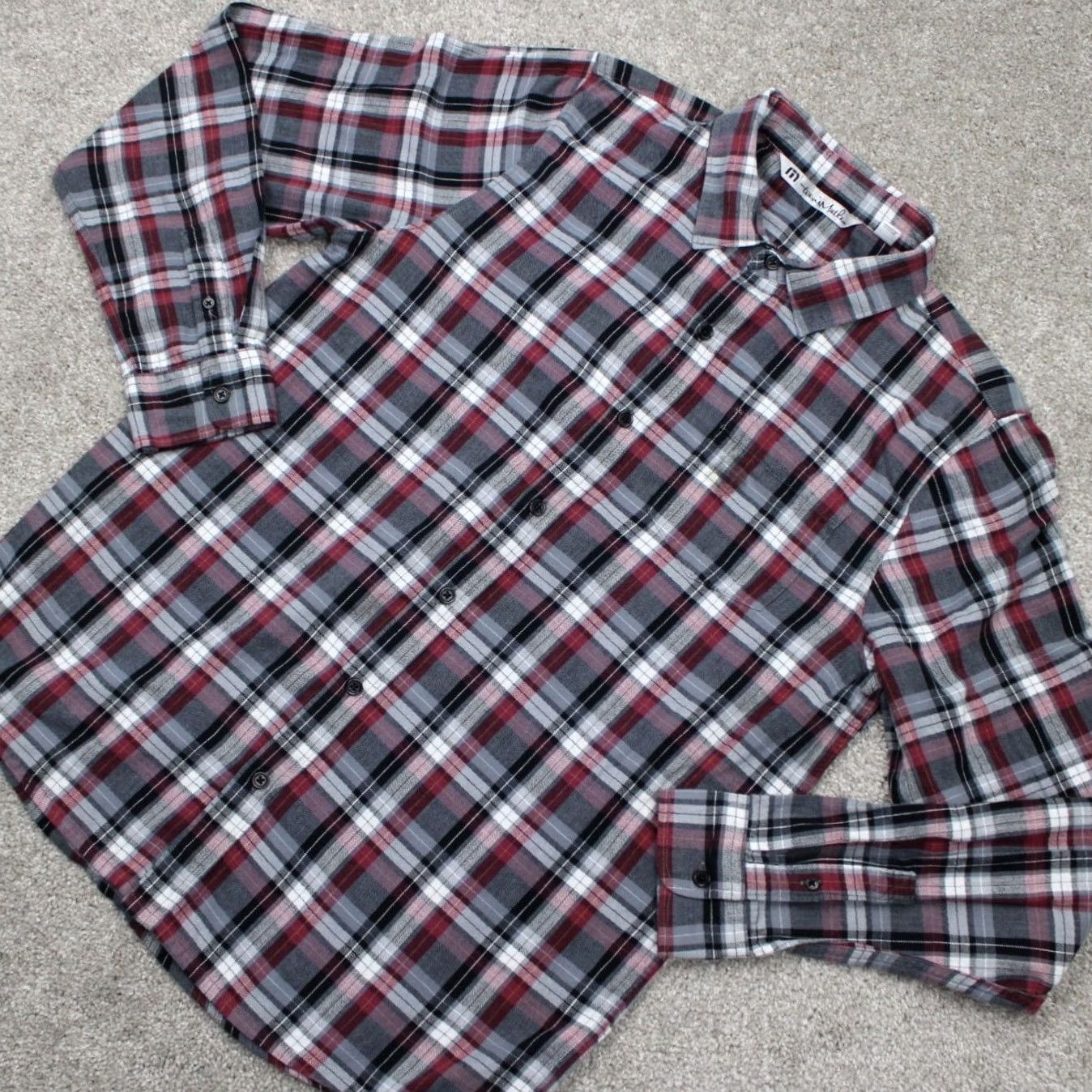 TravisMathew Travis Mathew Flannel Shirt Mens L Red Plaid Cotton L/S Button Up Size US L / EU 52-54 / 3 - 3 Thumbnail