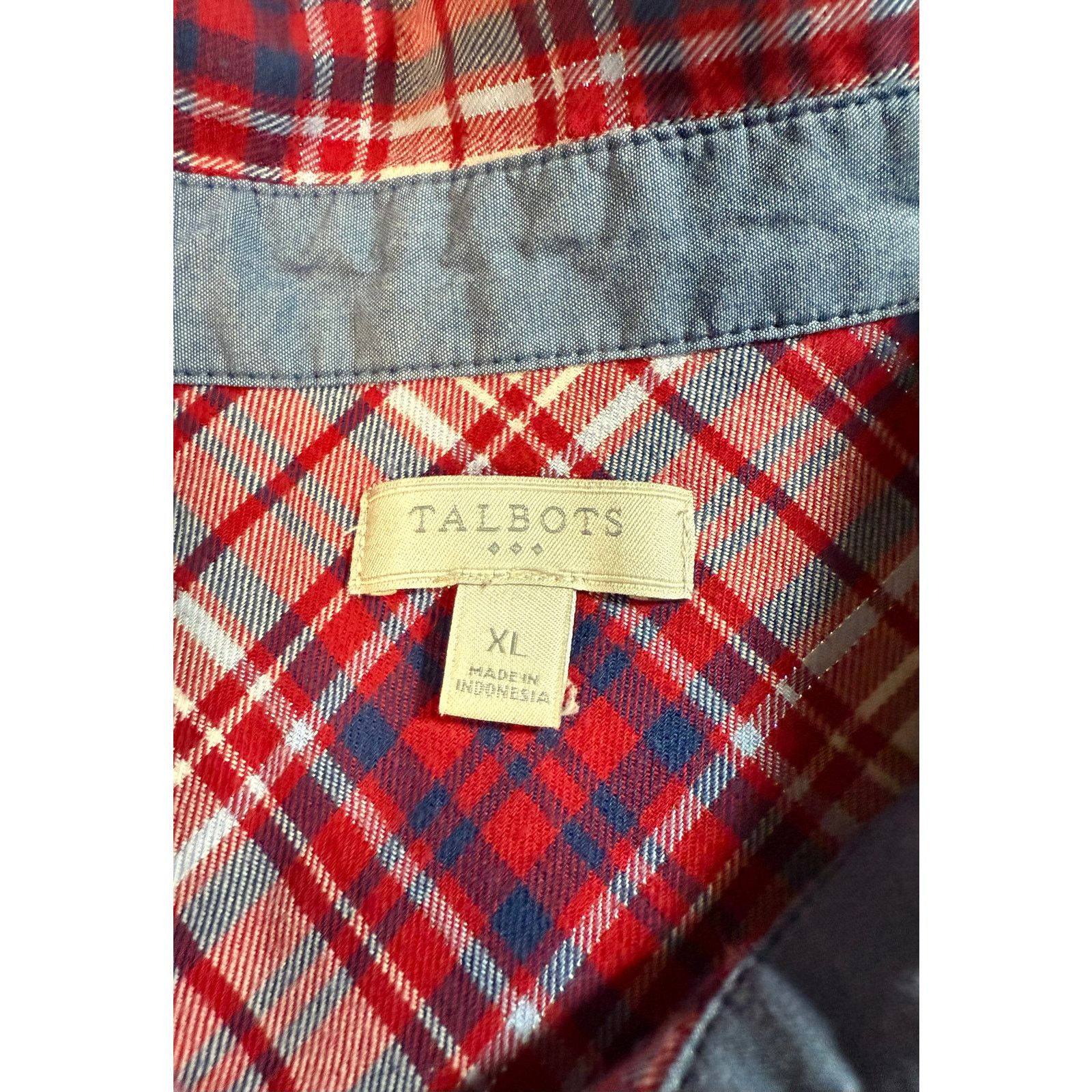 Other Talbots Classic Cotton Button Down Shirt - Shimmer Plaid Size XL / US 12-14 / IT 48-50 - 6 Thumbnail