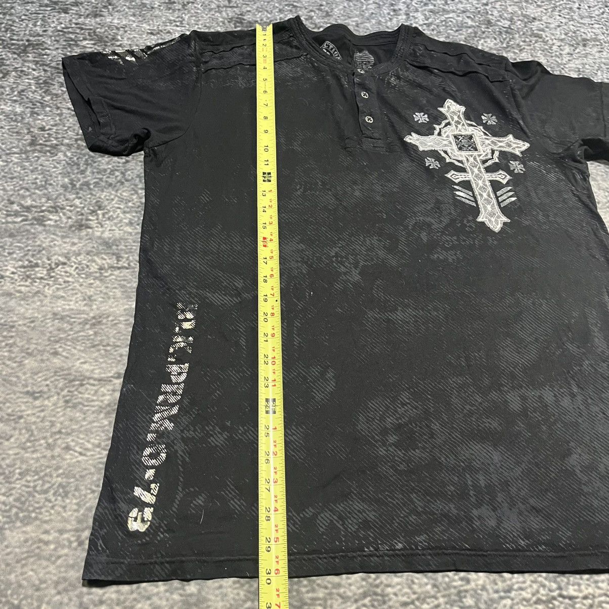 Affliction VINTAGE Y2K AFFLICTION GRUNGE SKATER SKULL HENLEY T SHIRT Size US XL / EU 56 / 4 - 12 Thumbnail