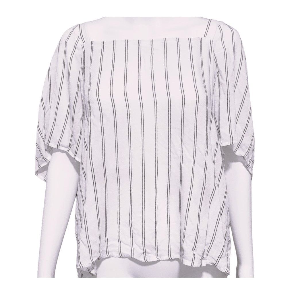 Other A New Day Large Blouse White Black Striped Shirt Top Size L / US 10 / IT 46 - 1 Thumbnail