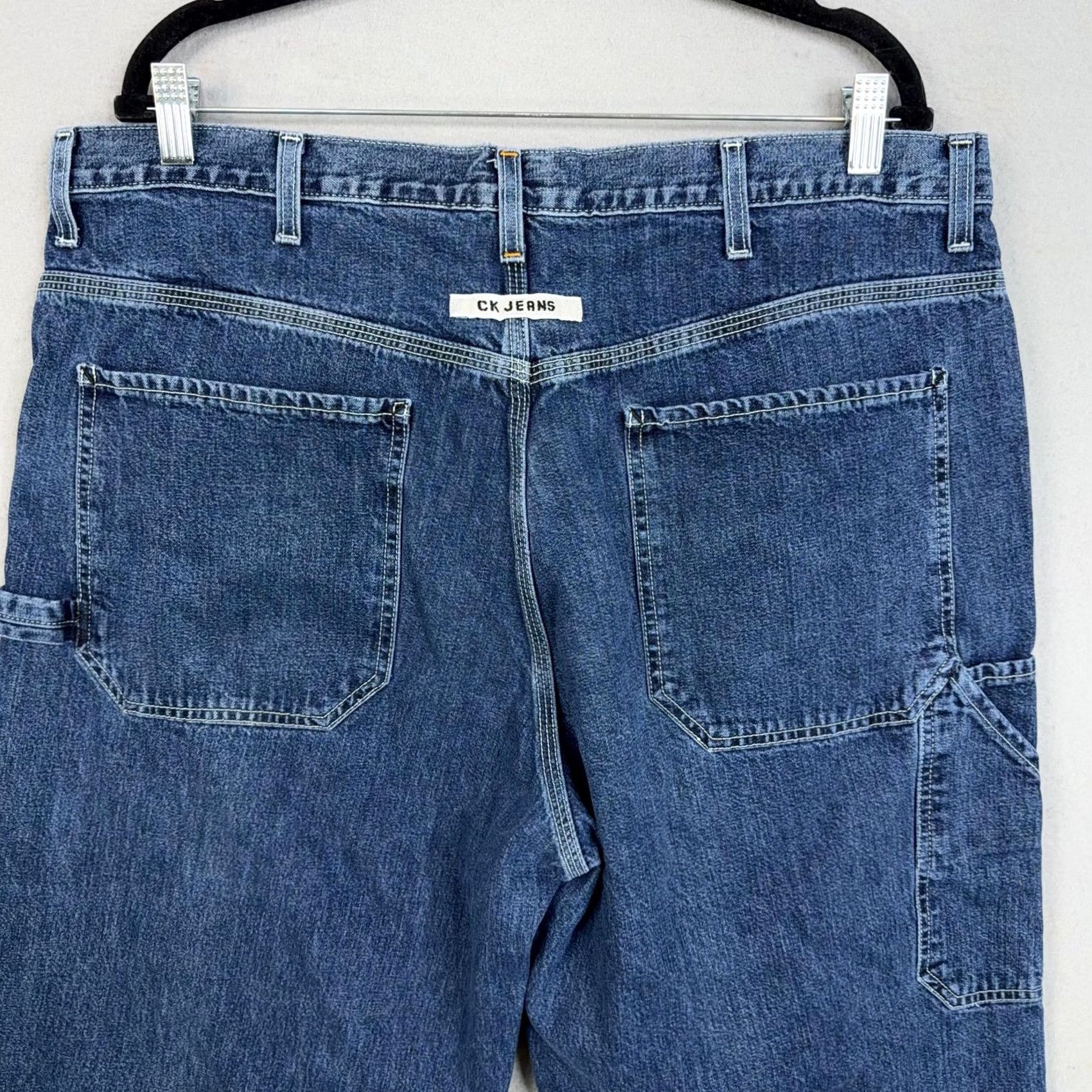 Vintage Calvin Klein Jeans Mens 38 Blue Denim Baggy Skater Carpenter Workwear Pants - 90s Vintage Size US 38 / EU 54 - 7 Thumbnail