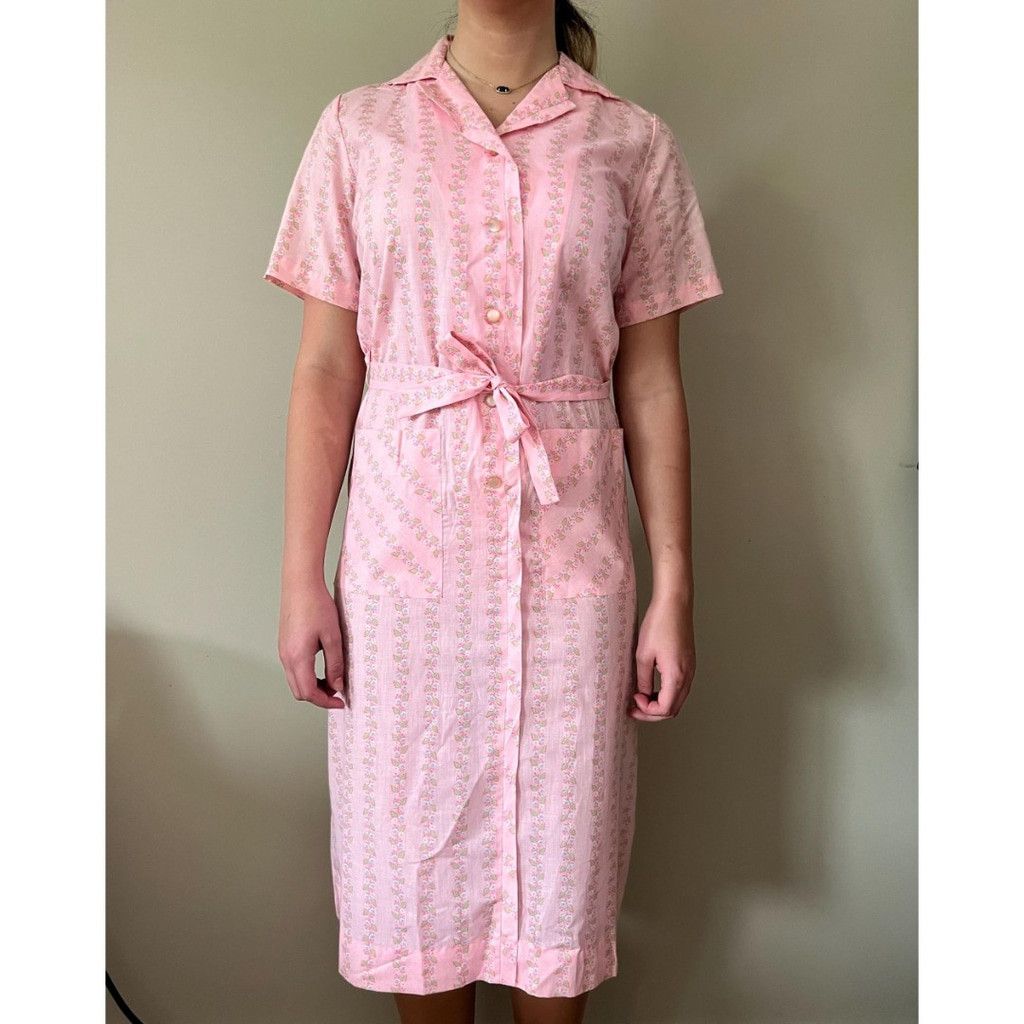 Vintage Deadstock 1960s Vintage Womens Spring Flowers Shirt Dress Size M / US 6-8 / IT 42-44 - 2 Thumbnail