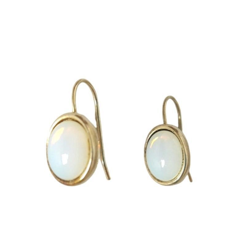 The Unbranded Brand Moonstone Dangle Earrings Yellow Gold On Sterling Silver Size ONE SIZE - 1 Thumbnail
