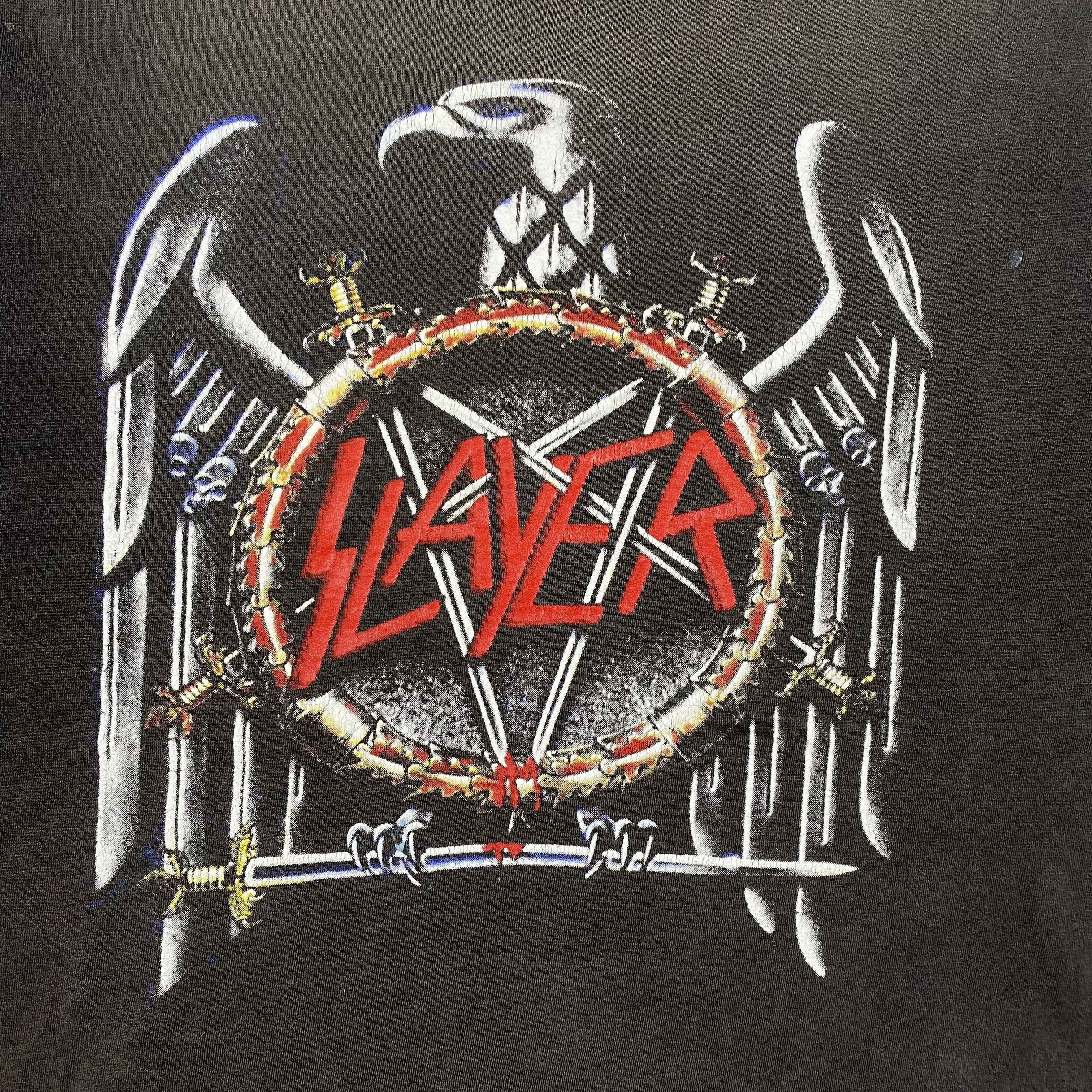 Band Tees Vintage Slayer 90s Sun Faded Shirt -M040 Size US L / EU 52-54 / 3 - 6 Thumbnail