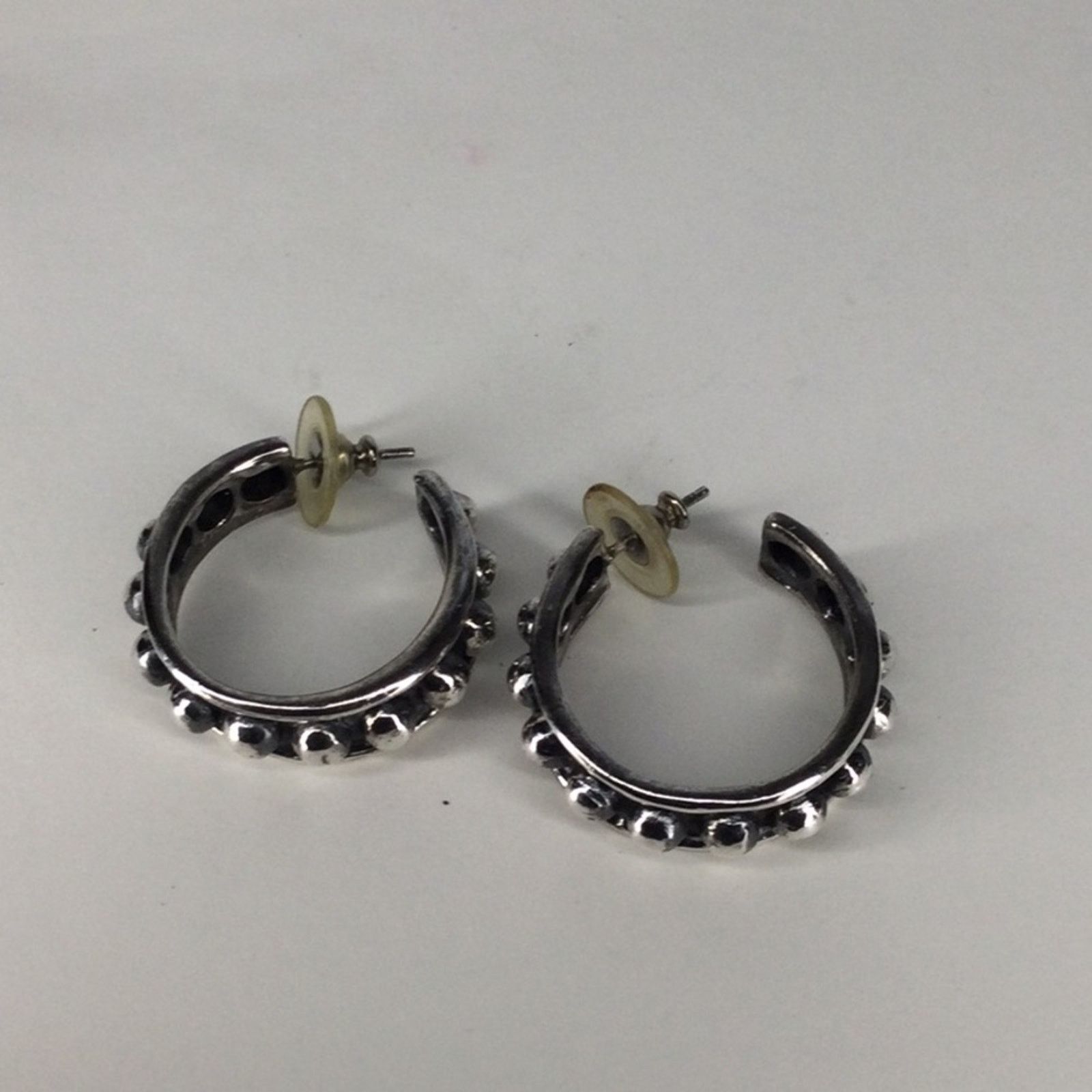 Other Silver & Black Tone Retro 1990's Stud Hoop Earrings Size ONE SIZE - 16 Thumbnail