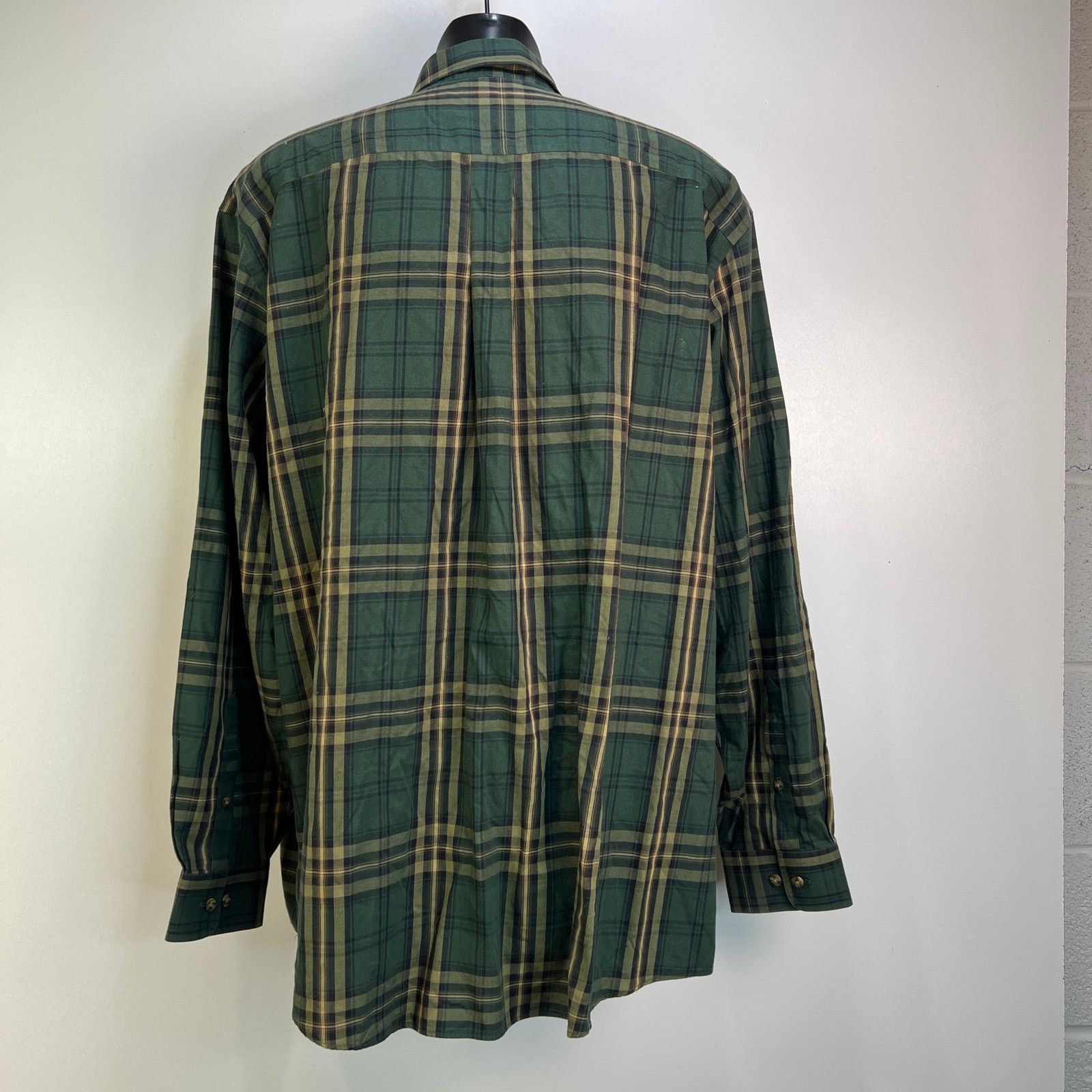 L.L. Bean L.L. Bean Green Plaid Button Down Shirt Cotton Merino Wool Size US XL / EU 56 / 4 - 7 Thumbnail