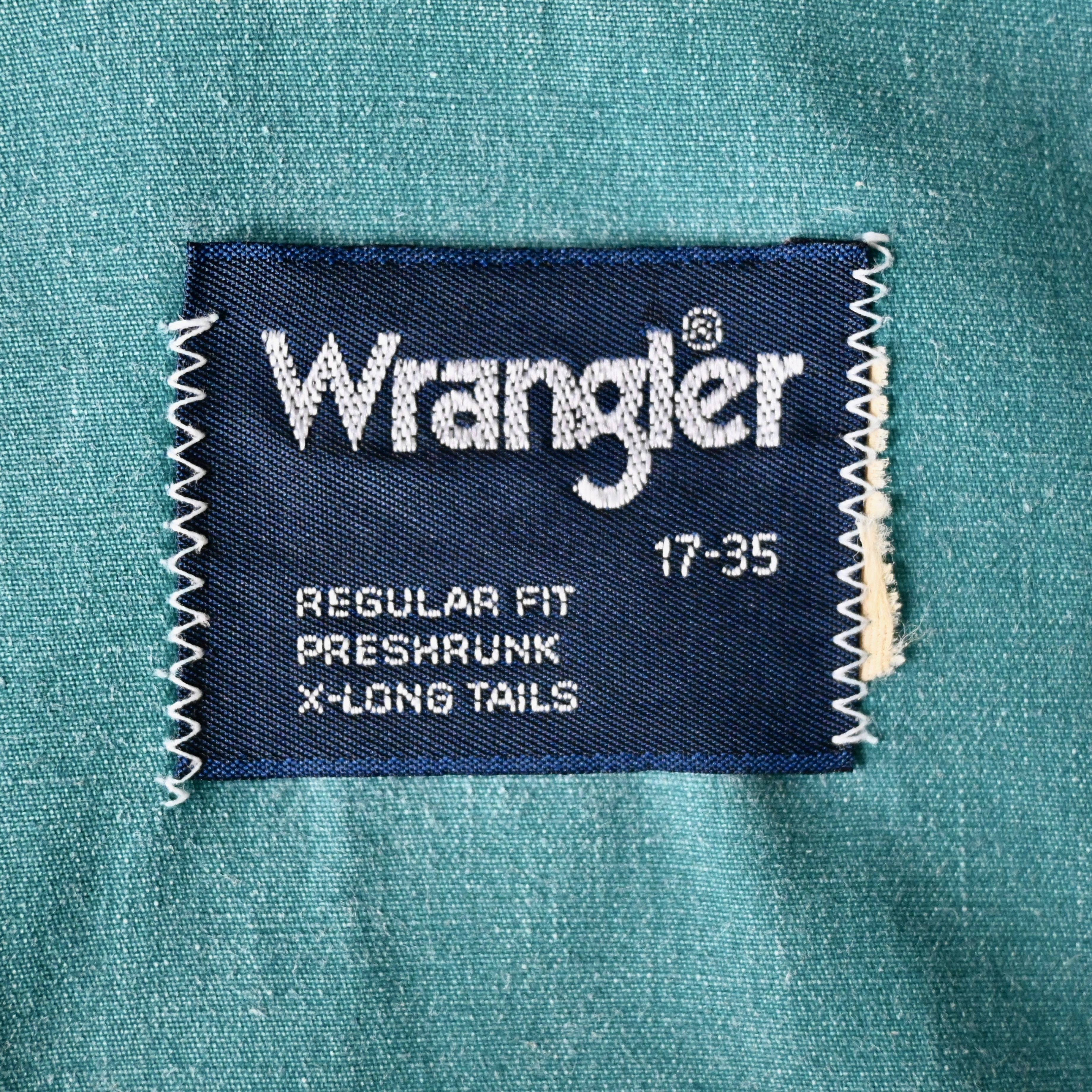 Vintage VTG 90s Wrangler Brushpopper shirt Aztec Navajo teal 17.5-35 Size US XL / EU 56 / 4 - 13 Thumbnail