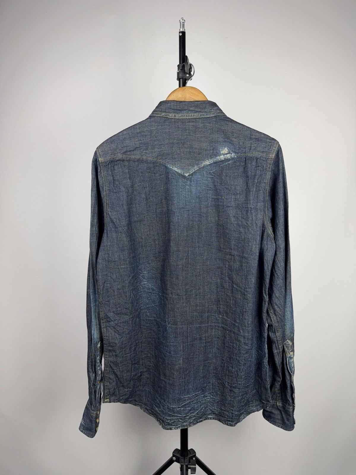 Diesel 00s Vintage Diesel Western Denim Shirt Faded Blue Cotton Size US L / EU 52-54 / 3 - 15 Thumbnail
