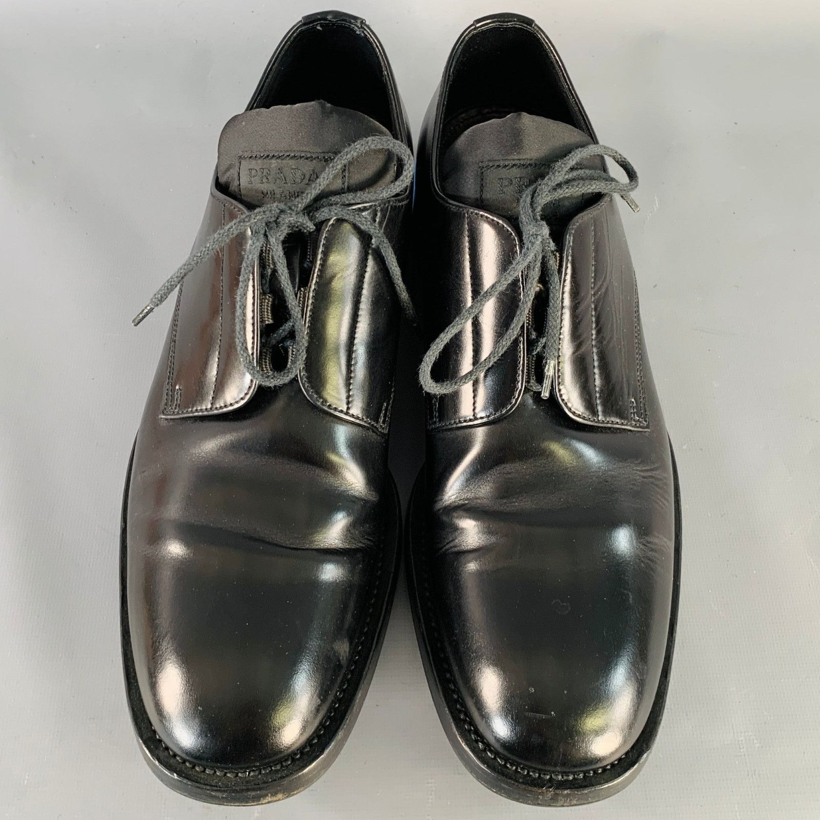 Prada PRADA Size 10 Black Leather Nylon Derby Lace-Up Shoes Size US 10 / EU 43 - 4 Thumbnail