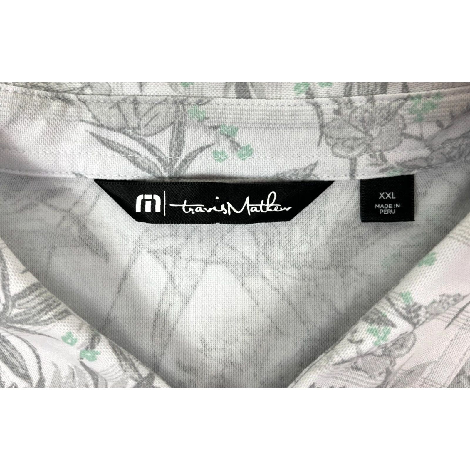 TravisMathew VINTAGE Travis Mathew Stay On Target Polo Shirt Floral XXL Men’s Short Sleeve White Gray Cotton Blend Polo Mens Size US XXL / EU 58 / 5 - 4 Thumbnail