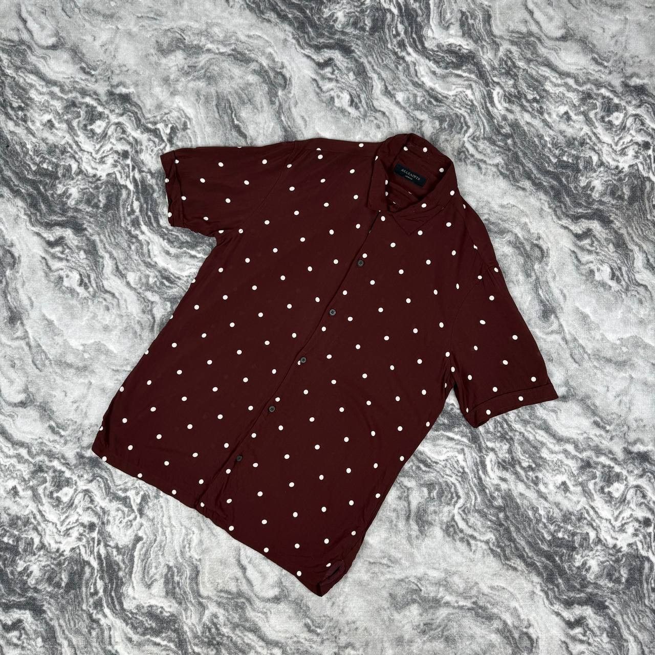 Allsaints Allsaints Kuta Shirt Buttons Polka Viscose Men M Burgundy Size US M / EU 48-50 / 2 - 1 Thumbnail