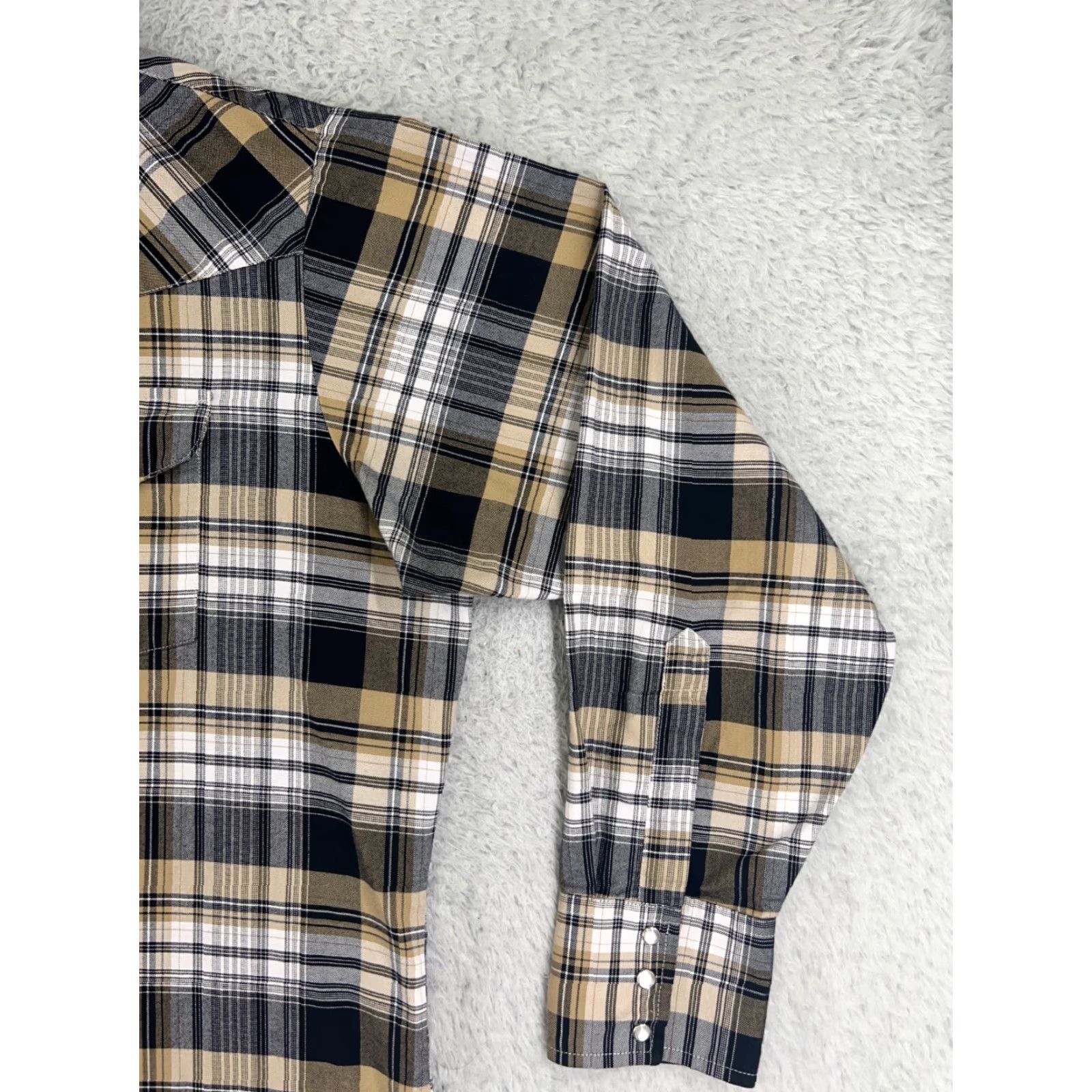 Vintage Ely Cattleman Shirt Mens XL Black Beige Plaid Pearl Snap Western Cotton Button-Up Cowboy Size US XL / EU 56 / 4 - 5 Thumbnail