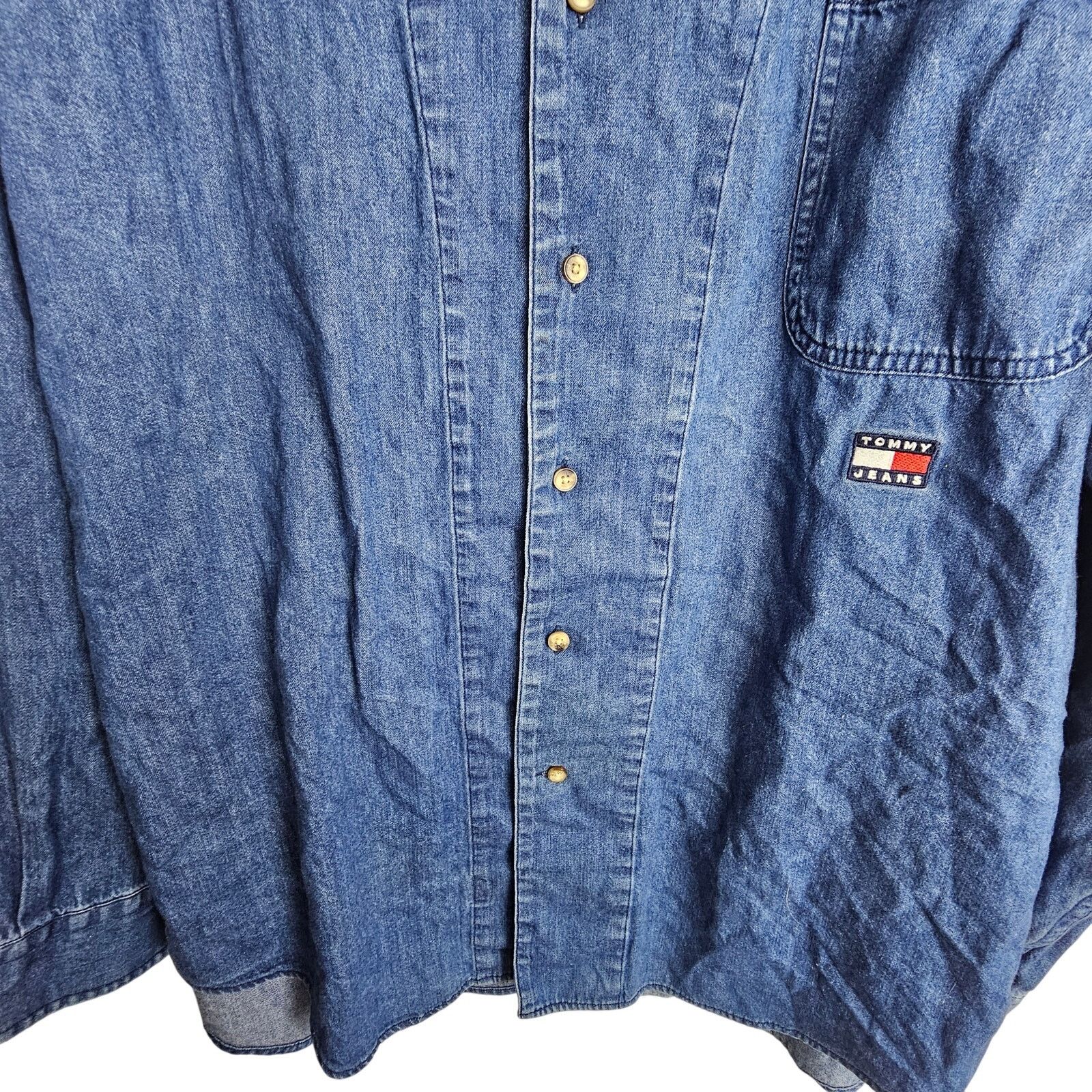 Vintage Y2K Tommy Hilfiger Jeans Mens Denim Shirt Sz L