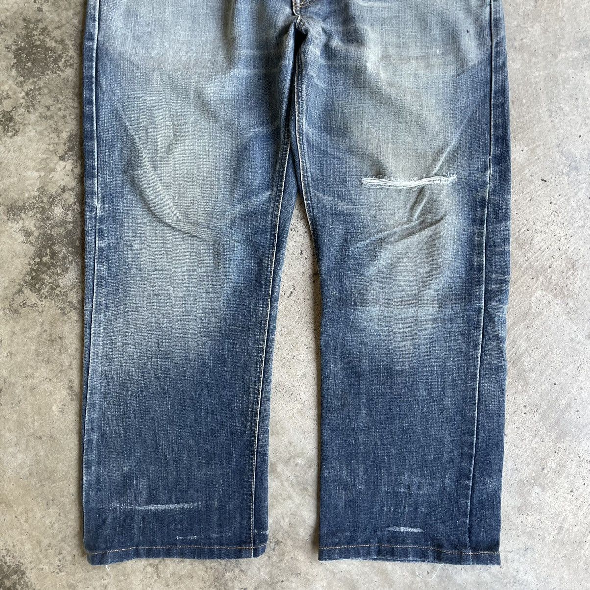 Edwin 🔥Vintage Edwin Orange Tab Washed Ripped Distress Denim Jeans Size US 34 / EU 50 - 3 Thumbnail