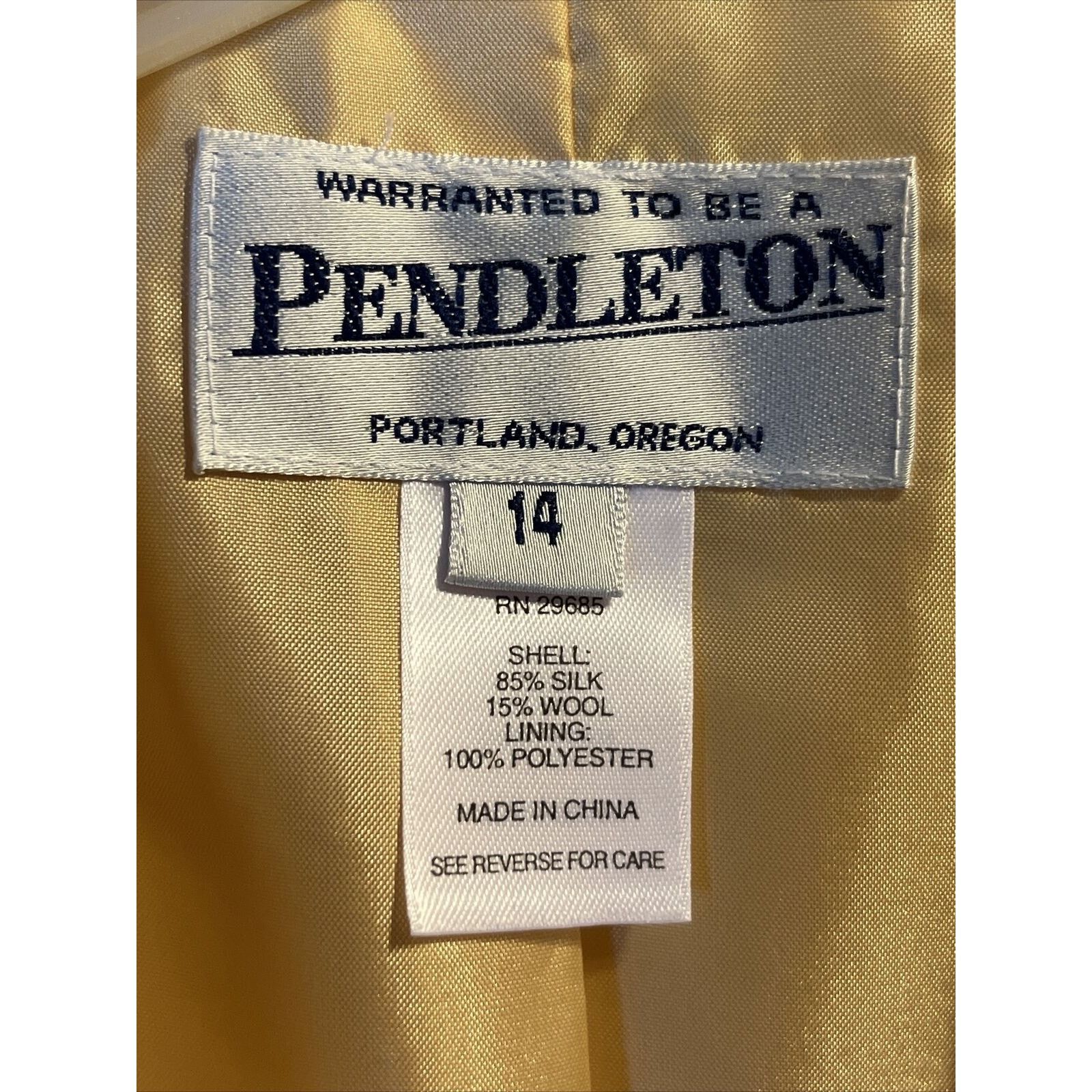 Pendleton Pendleton Womens 14 Wool Silk Blend yellow Dress Suit Blazer Size XL / US 12-14 / IT 48-50 - 3 Thumbnail