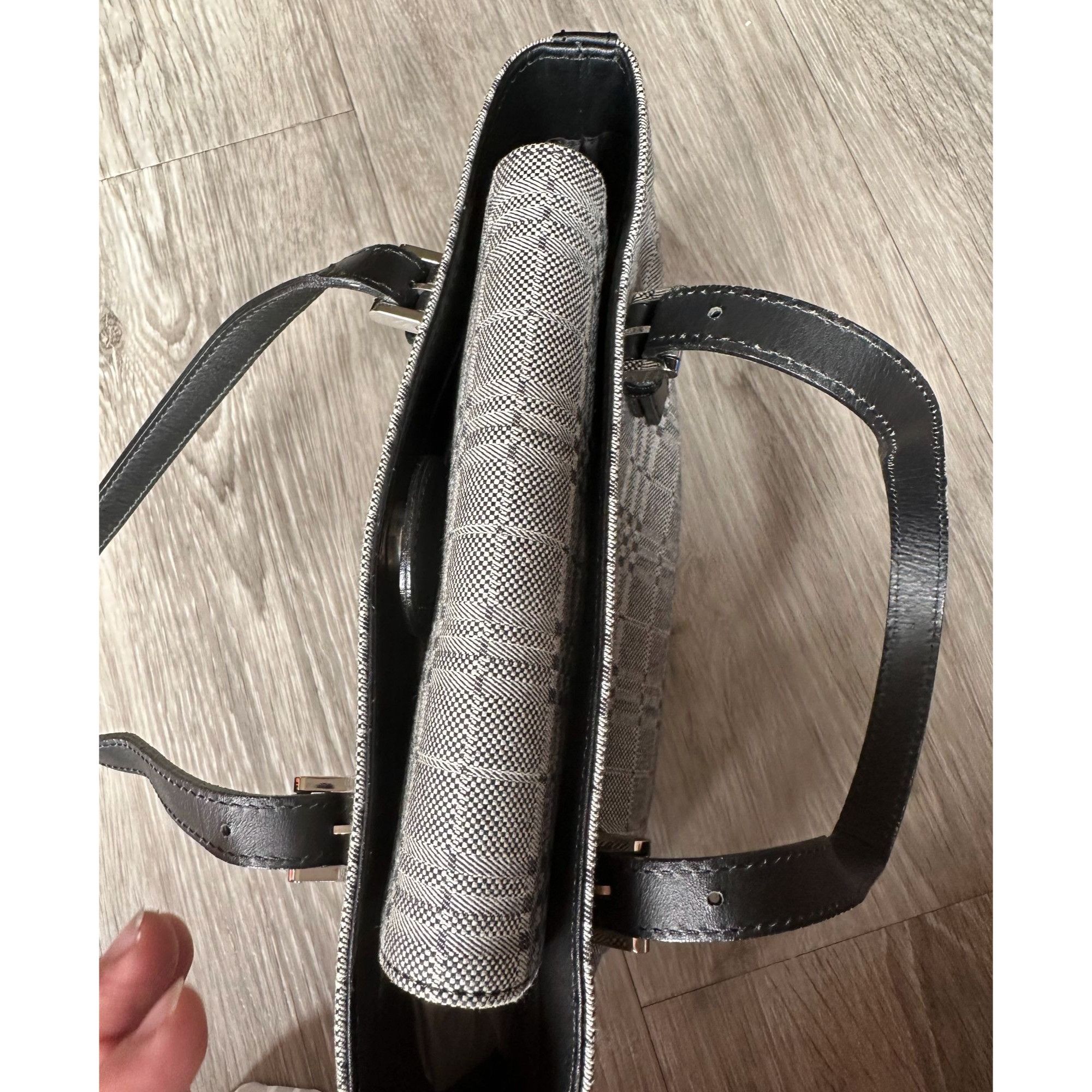Burberry Burberry Gray Nova Check Satchel/ Tote with Black Leather B Size ONE SIZE - 7 Thumbnail
