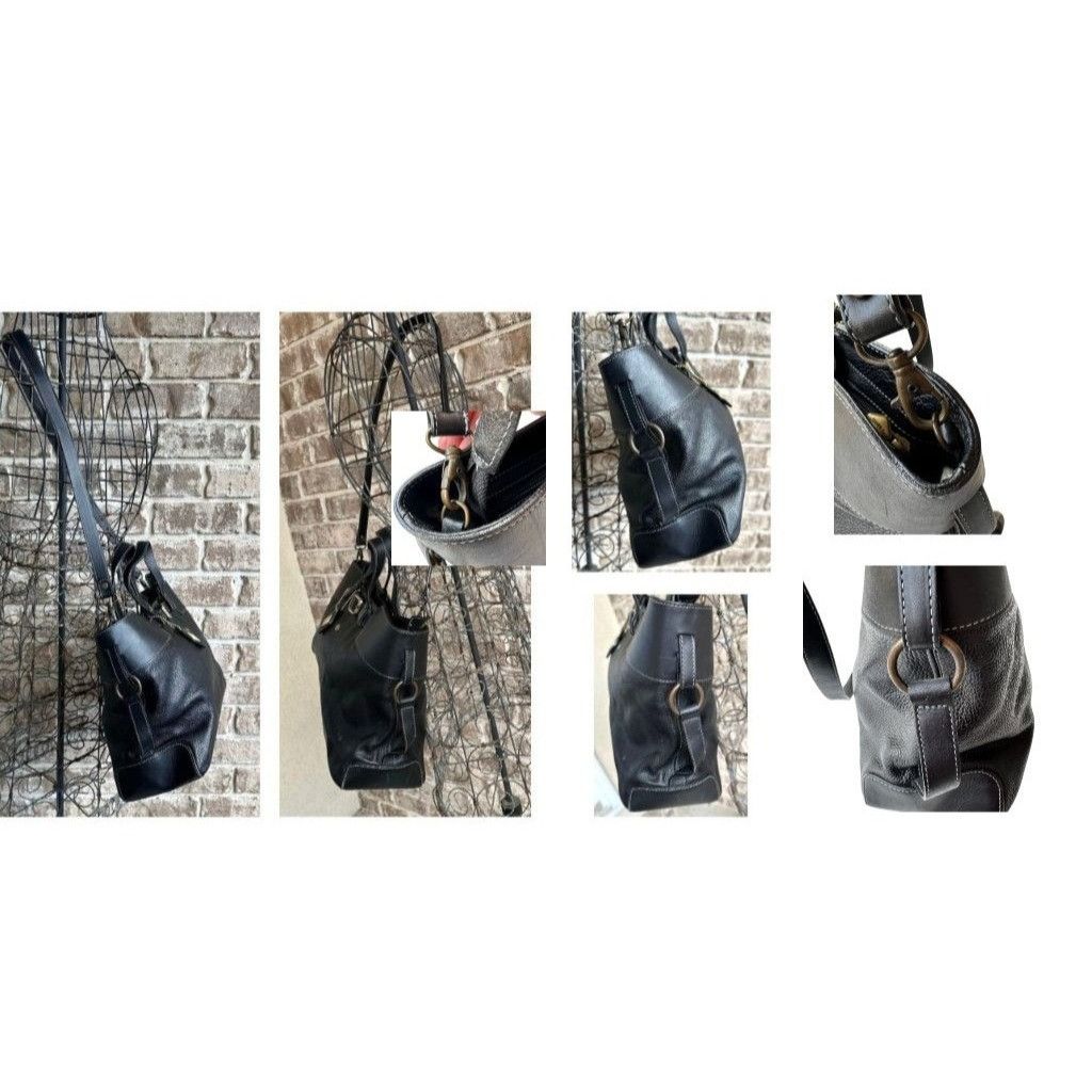Designer × Vintage Isanti Leather Crossbody Bag Navy Top Zip Tote Handles Logo Size ONE SIZE - 9 Thumbnail