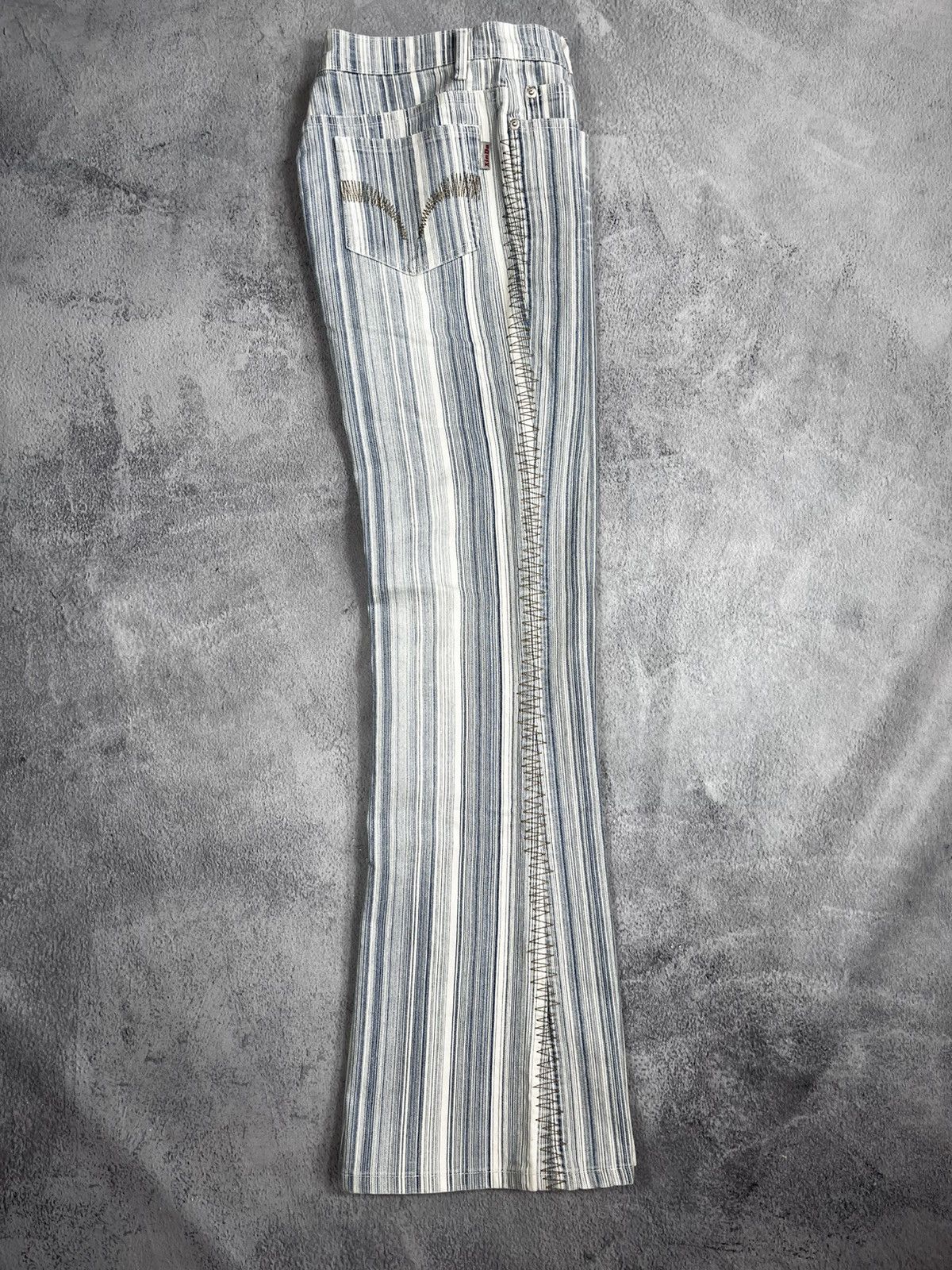 Other Vintage Y2K flared striped jeans 00s style streetwear M Size 29" - 8 Thumbnail