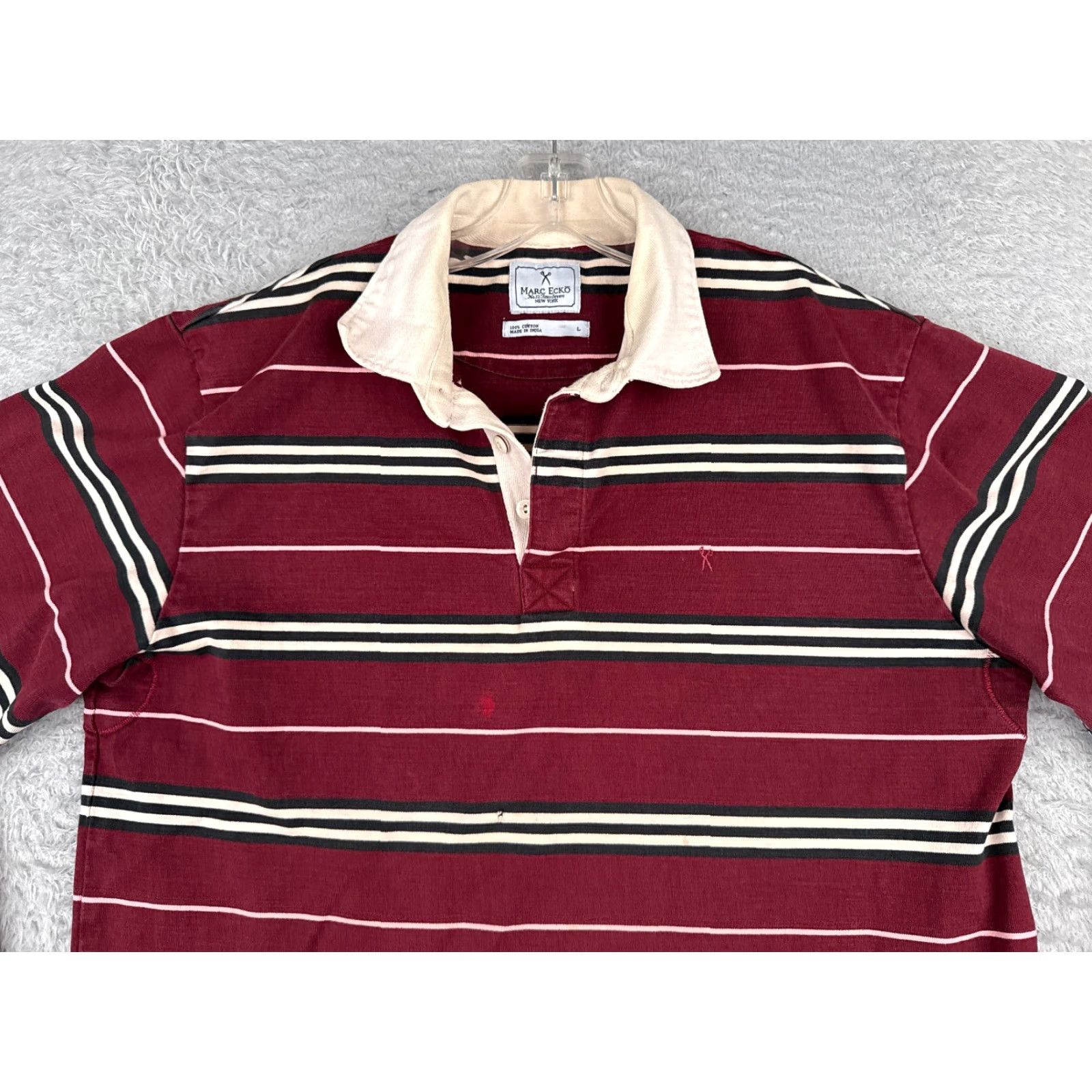 Vintage Marc Ecko Polo Shirt Men Large Red Striped Cotton Long Sleeve Rugby Mens Size US L / EU 52-54 / 3 - 4 Thumbnail