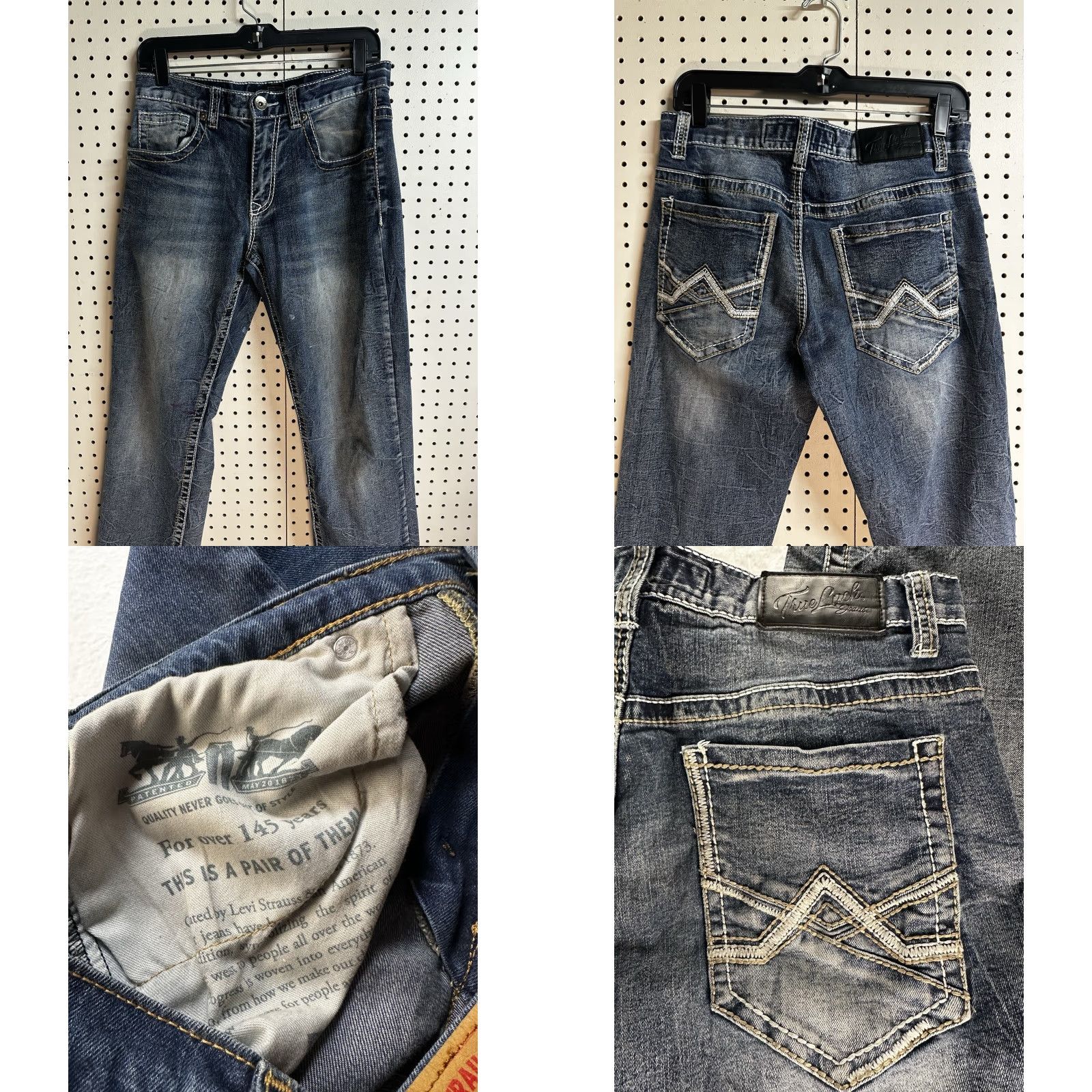 Denime True Luck Jeans Mens 32x28 Stretch Denim Straight Fit Size Thick Stitch Size US 32 / EU 48 - 9 Thumbnail