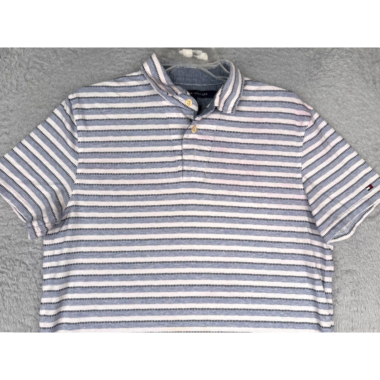 Tommy Hilfiger Tommy Hilfiger Polo Shirt Men Medium Blue Stripe 100% Cotton Custom Fit Size US M / EU 48-50 / 2 - 4 Thumbnail