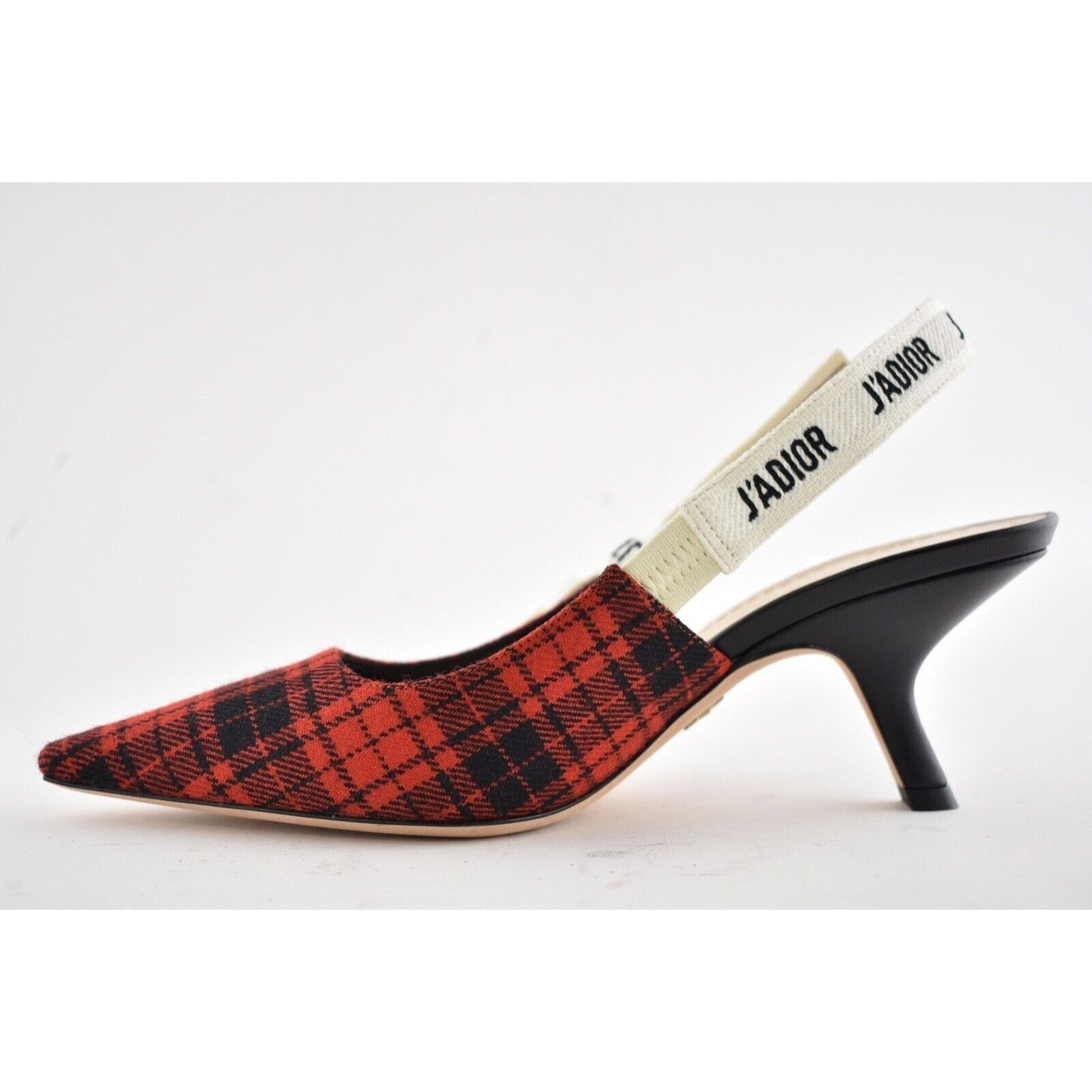 J'adior Jadior Check Slingback Sling Sandal Heel Pump 37