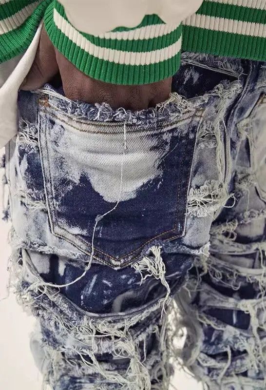 VIBE Retro scratched washed distressed slim fit stretch jeans Size US 30 / EU 46 - 3 Thumbnail