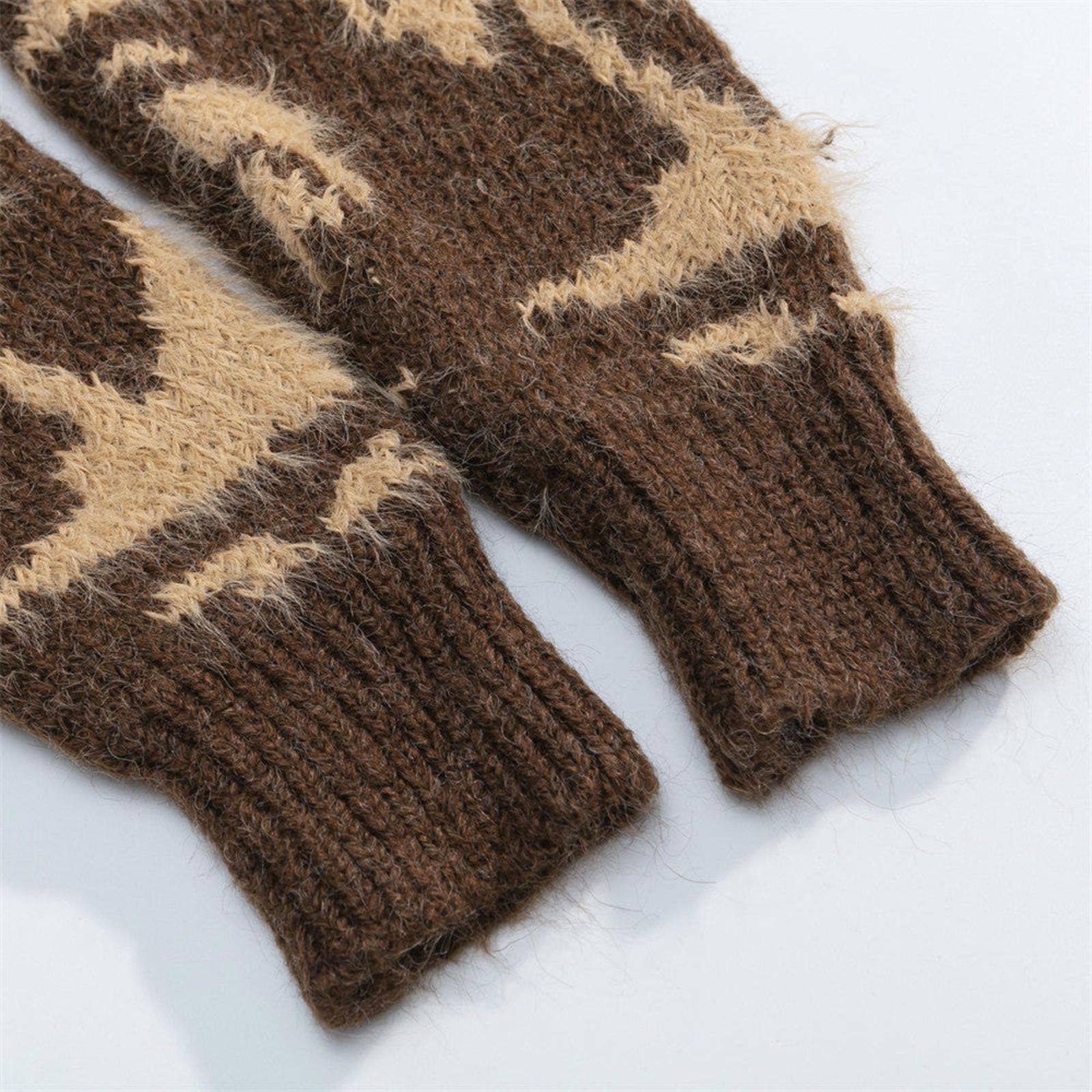 Vintage Brown Fuzzy Palm Tree Patterned Crewneck Sweater Size US M / EU 48-50 / 2 - 4 Thumbnail