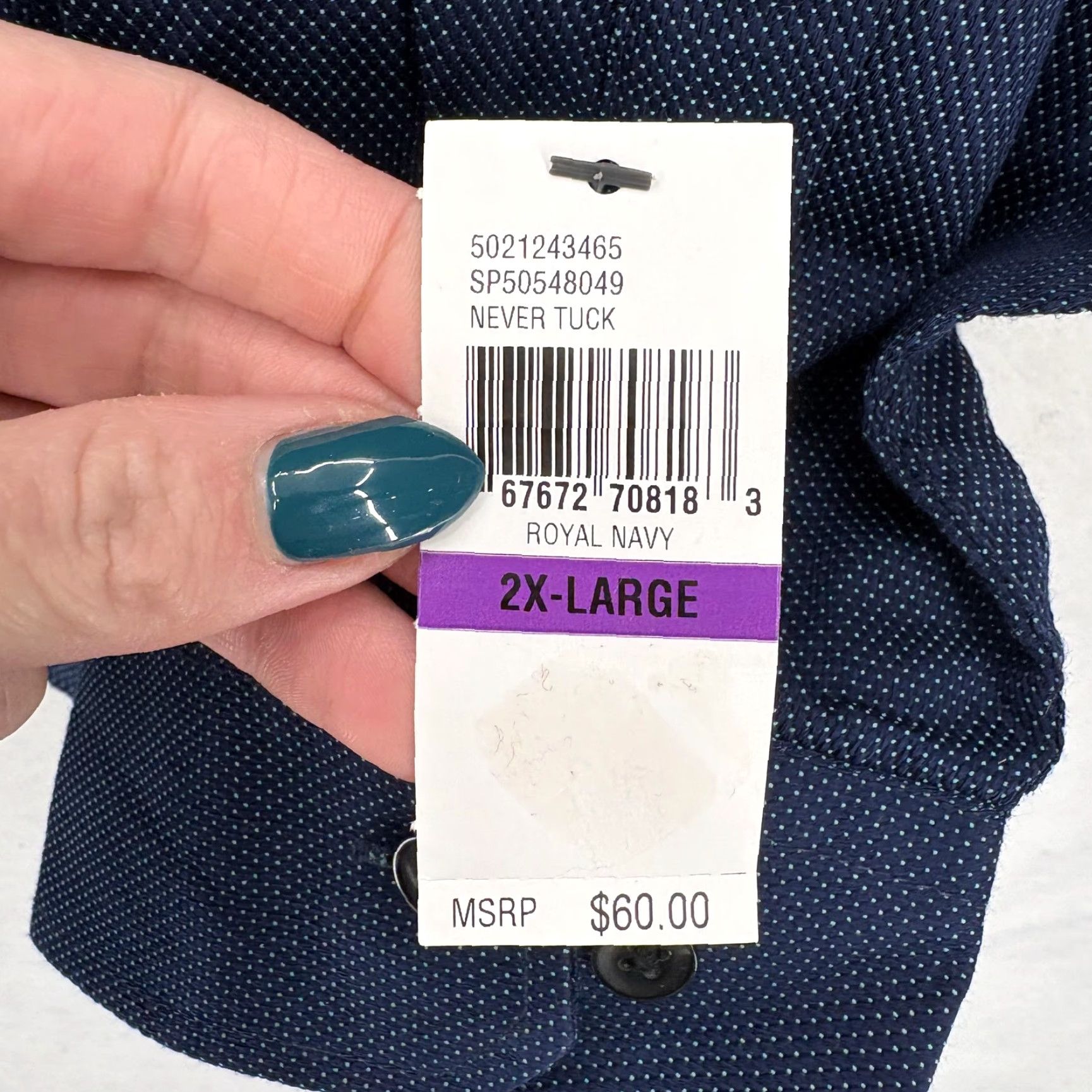 Van Heusen Van Heusen Shirt Mens 2XL Blue Polka Dot Long Sleeve Button Front Slim Business Size US XXL / EU 58 / 5 - 6 Thumbnail