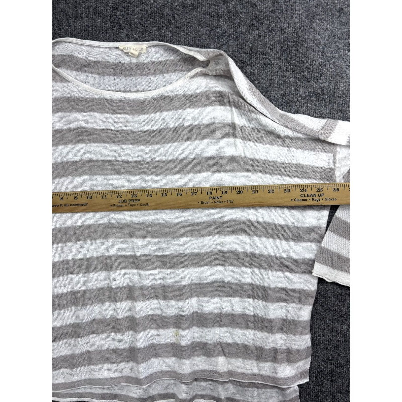Eileen Fisher Eileen Fisher Blouse Womens Medium Gray White Stripe Linen Dolman 3/4 Sleeve Top Size M / US 6-8 / IT 42-44 - 4 Thumbnail