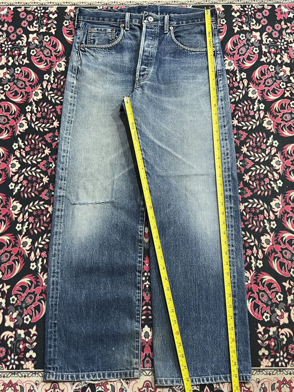 Levi's Levi’s 503BXX Big E Dark Blue Faded Distressed Selvedge Jean Size US 33 - 16 Thumbnail