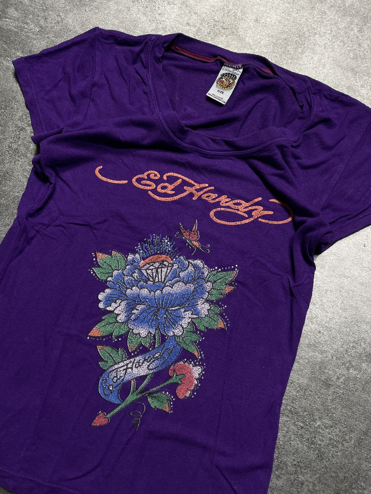 Christian Audigier ❗️RARE❗️Ed Hardy Vintage Y2K Tee Spellout Hype Rare Size XS / US 0-2 / IT 36-38 - 2 Thumbnail