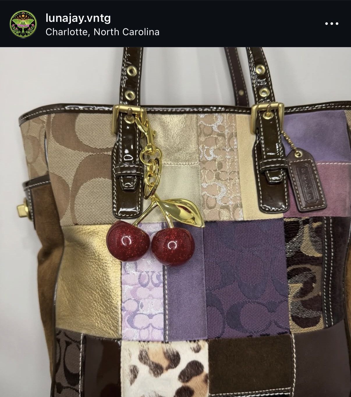 Coach Coach Limited Edition Holiday Patchwork Eva Purple Tote Y2K Size ONE SIZE - 4 Thumbnail