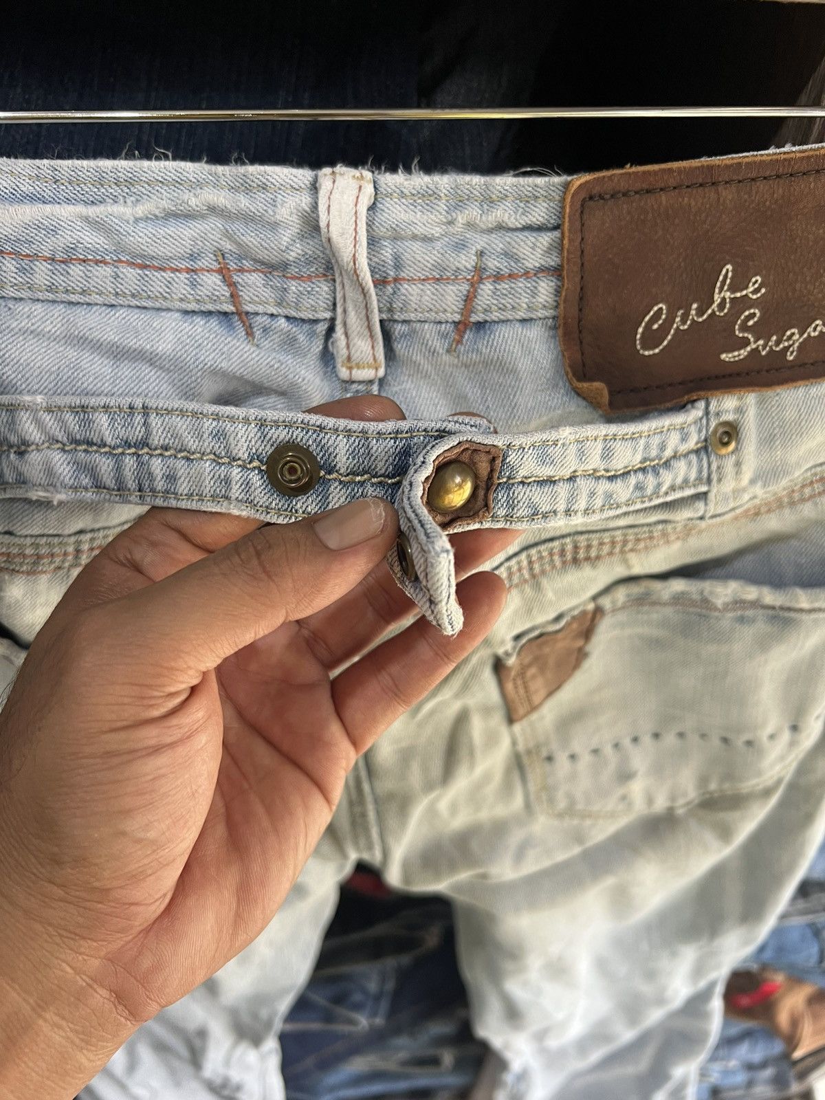 Other 🔥Vintage Cube Sugar Buckle Distressed Denim Size US 29 - 11 Thumbnail