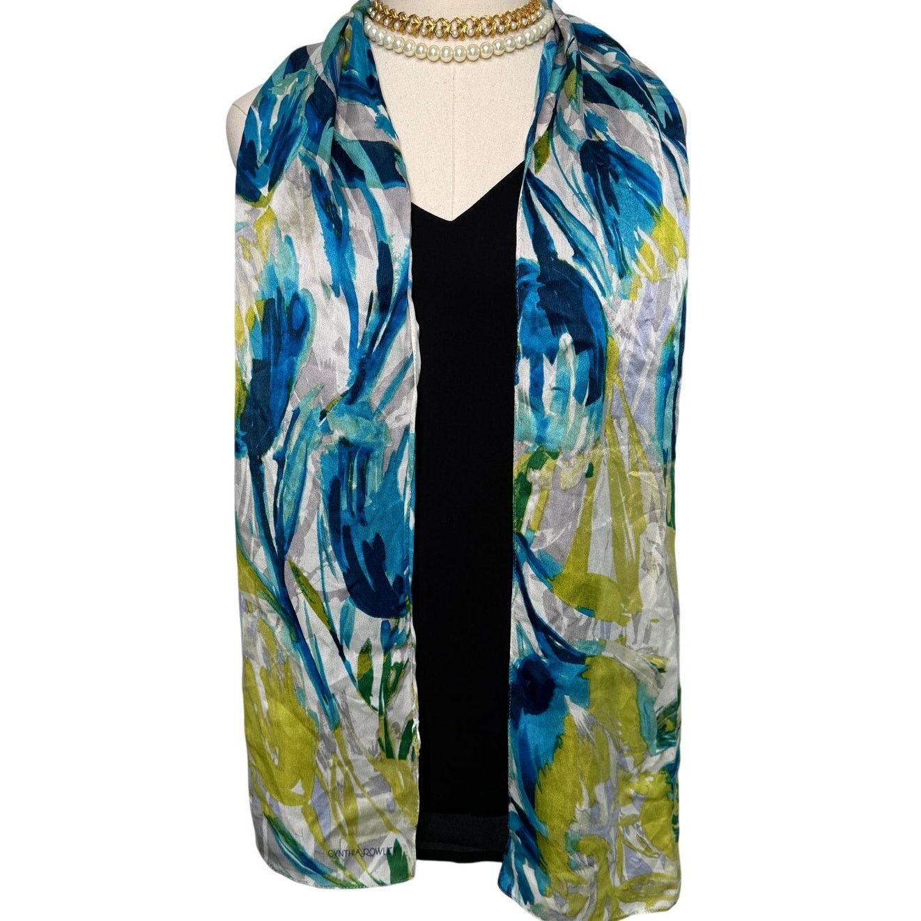 Cynthia Rowley Cynthia Rowley silk watercolor floral long scarf 12.5 x 64" Size ONE SIZE - 1 Thumbnail