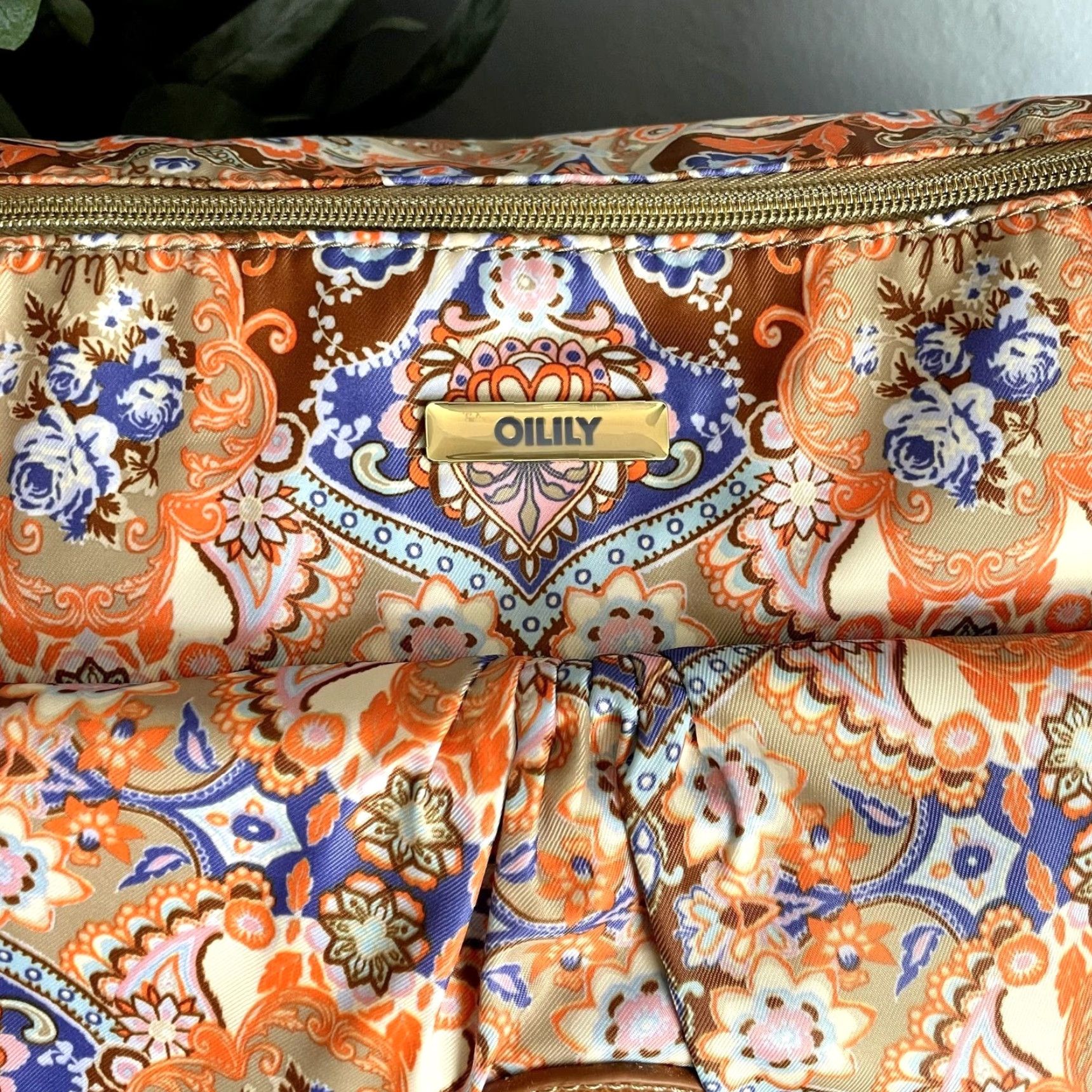 Oilily Oilily Shoulder Bag Womens Tan Mosaic Fig Summer Nylon Front Pocket Zipper New without tags Size ONE SIZE - 2 Thumbnail