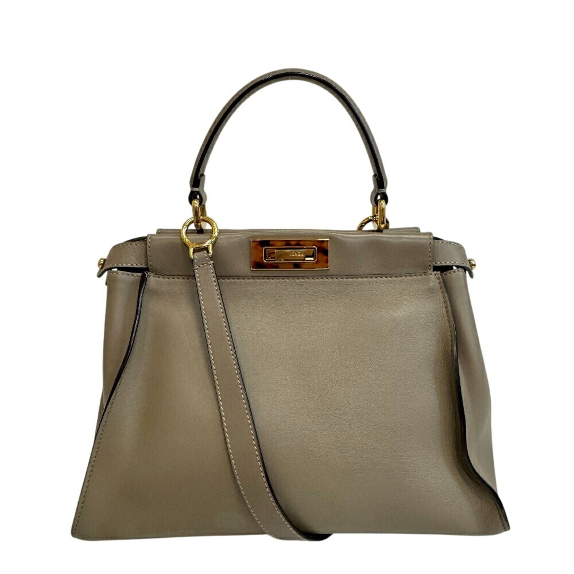 Fendi FENDI 8BN290 Peekaboo Regular Shoulder Bag/Handbag, Gray Size ONE SIZE - 1 Thumbnail