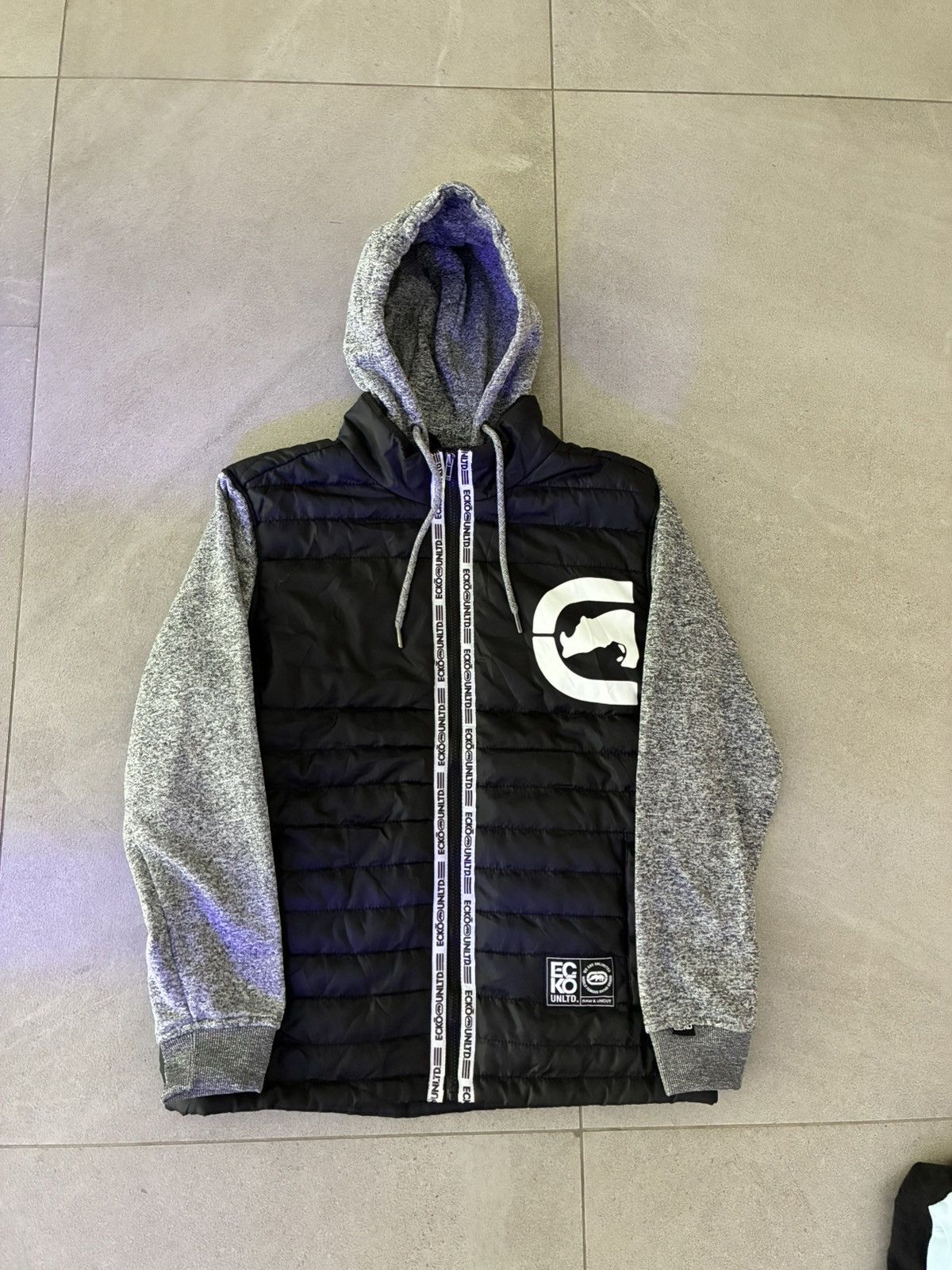 Ecko Unltd. Ecko Unltd Hybrid Hoodie Jacket Puffer Gray Black M Size US L / EU 52-54 / 3 - 1 Thumbnail