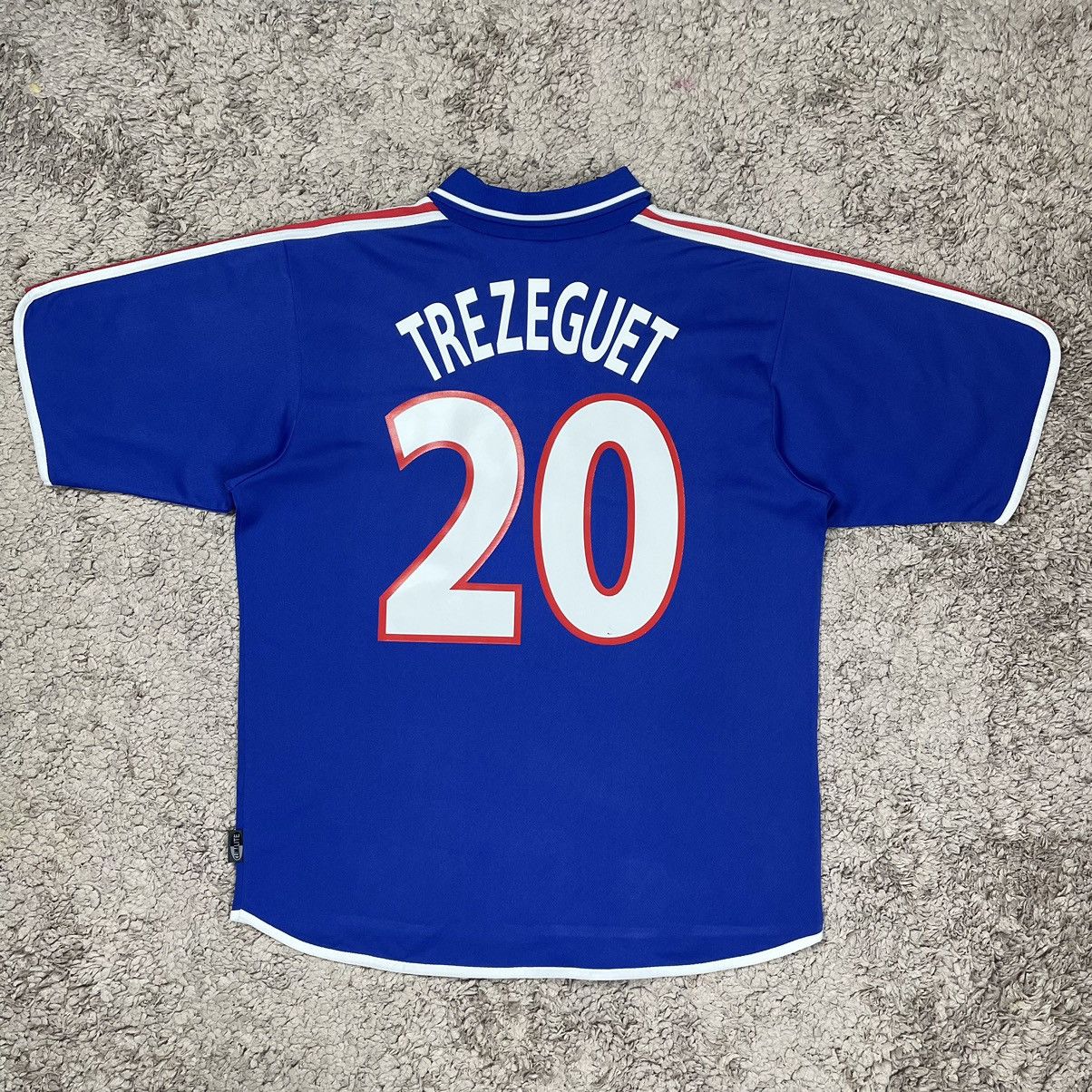 image of Adidas x Soccer Jersey Vintage 90's France Legend Trezeguet 20 Home Jersey in Blue (Size Large)